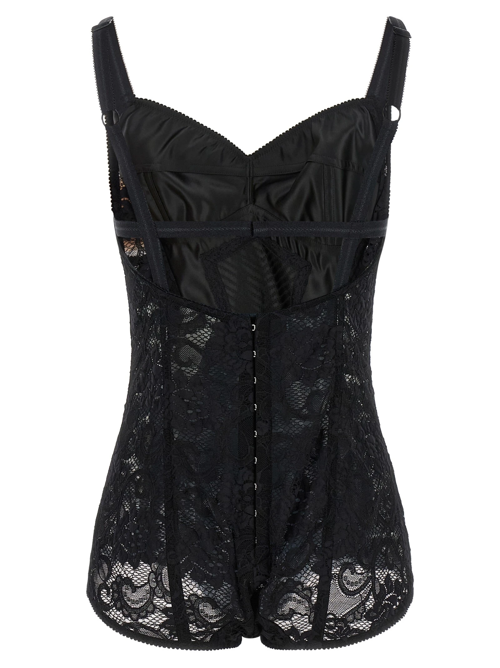 Satin and lace corsetry bodysuit