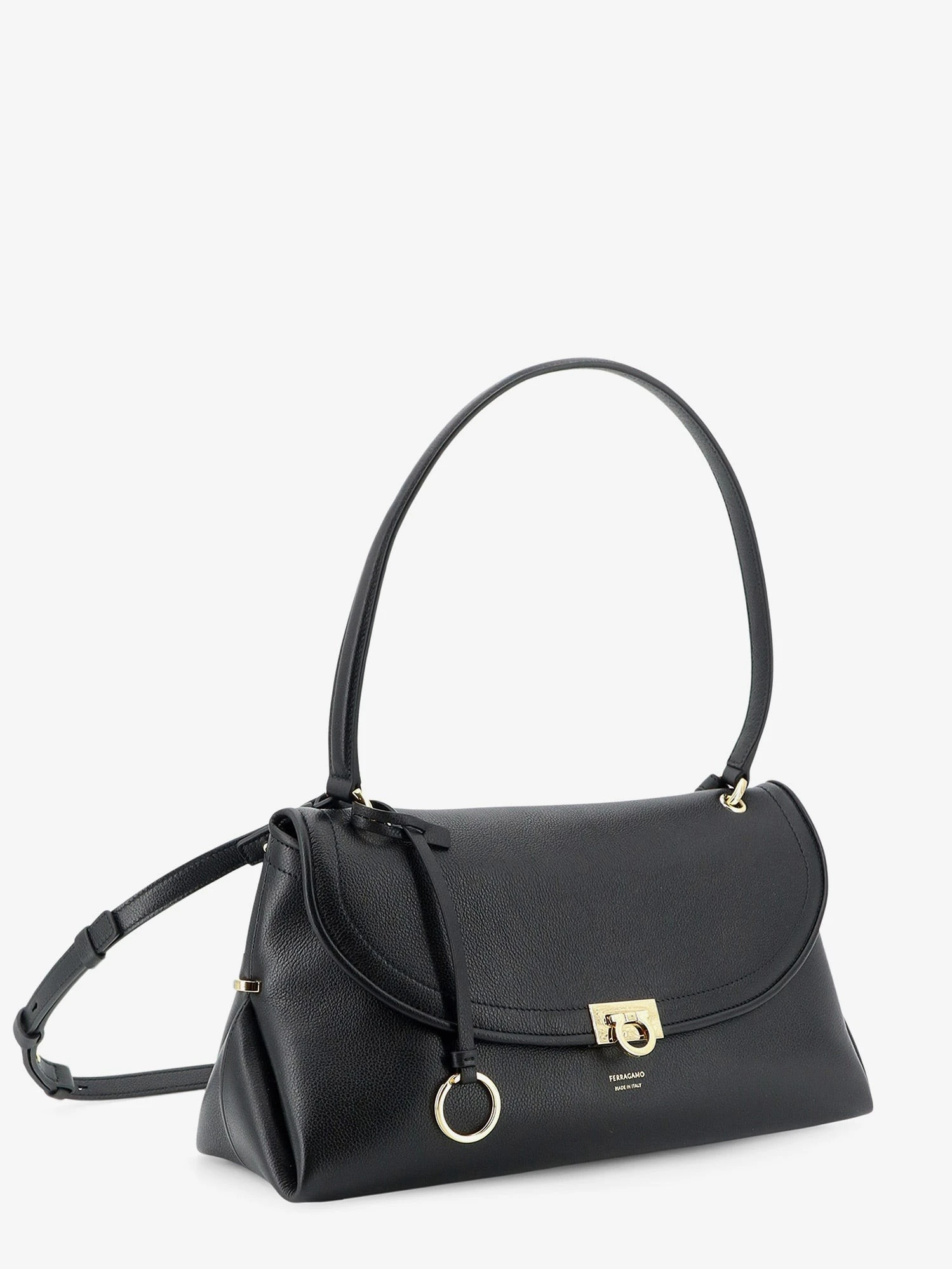 Leather shoulder bag with Gancini detail