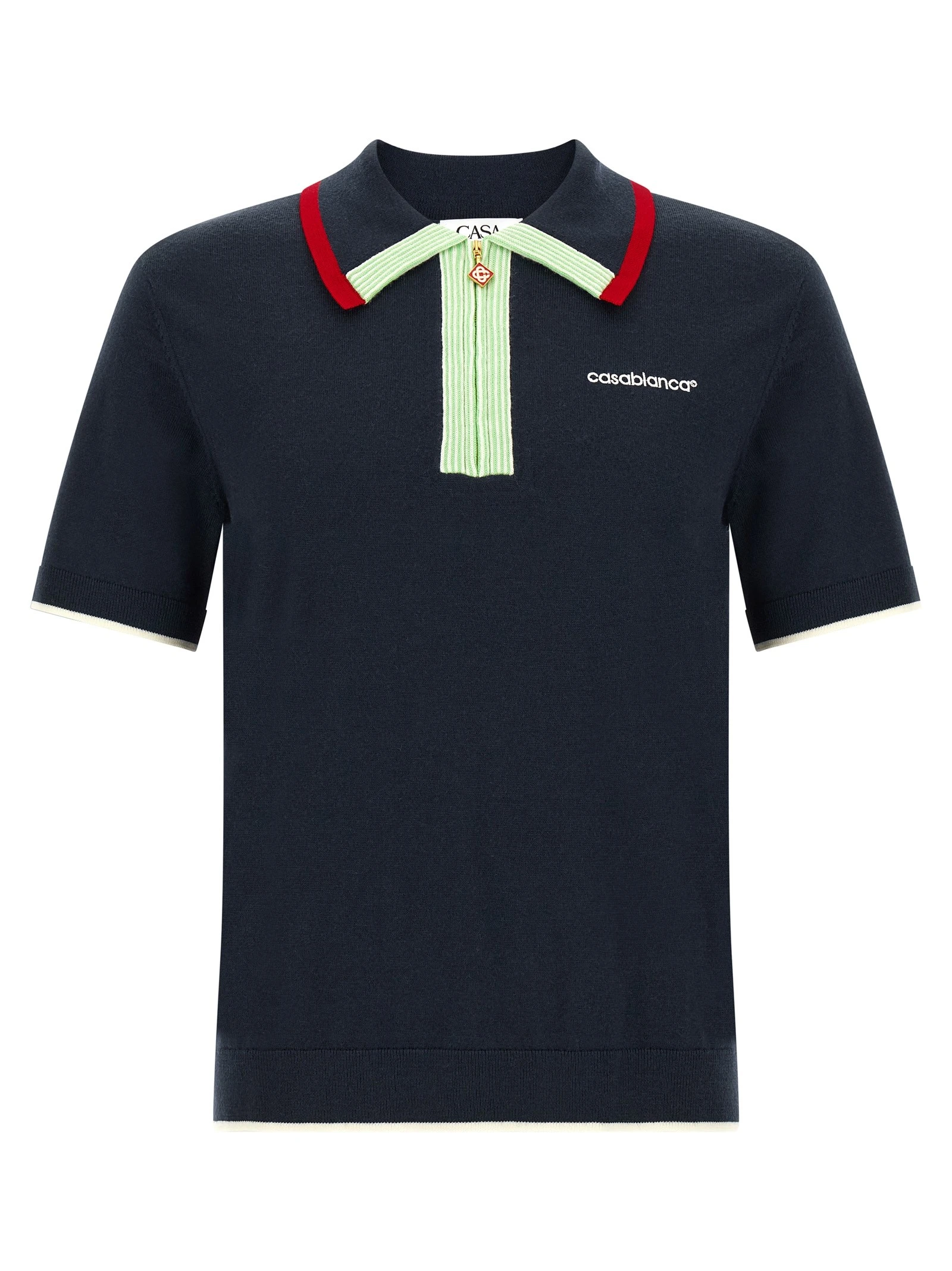 Knit polo shirt with zip
