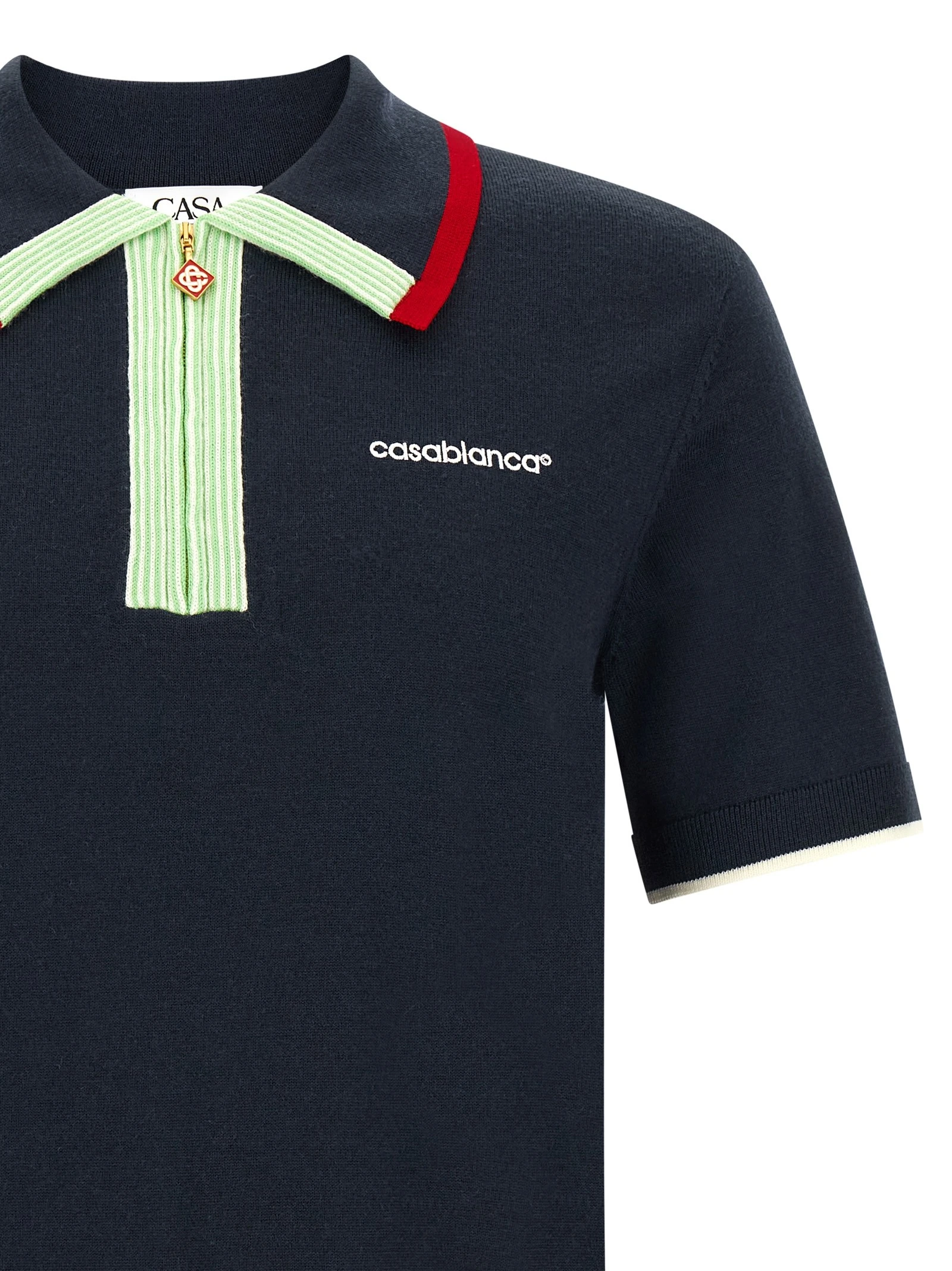 Knit polo shirt with zip