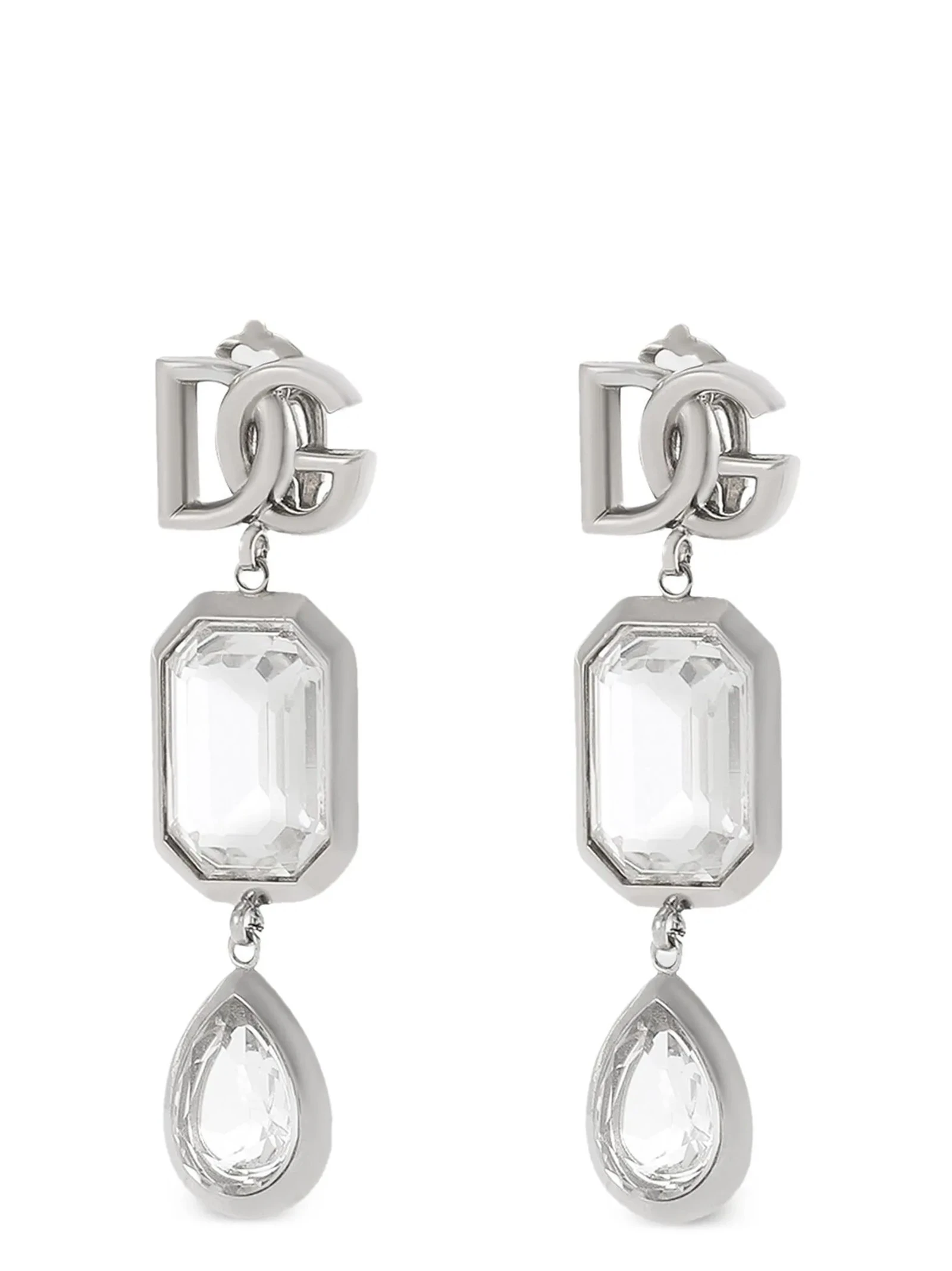 Pendant earrings with crystals