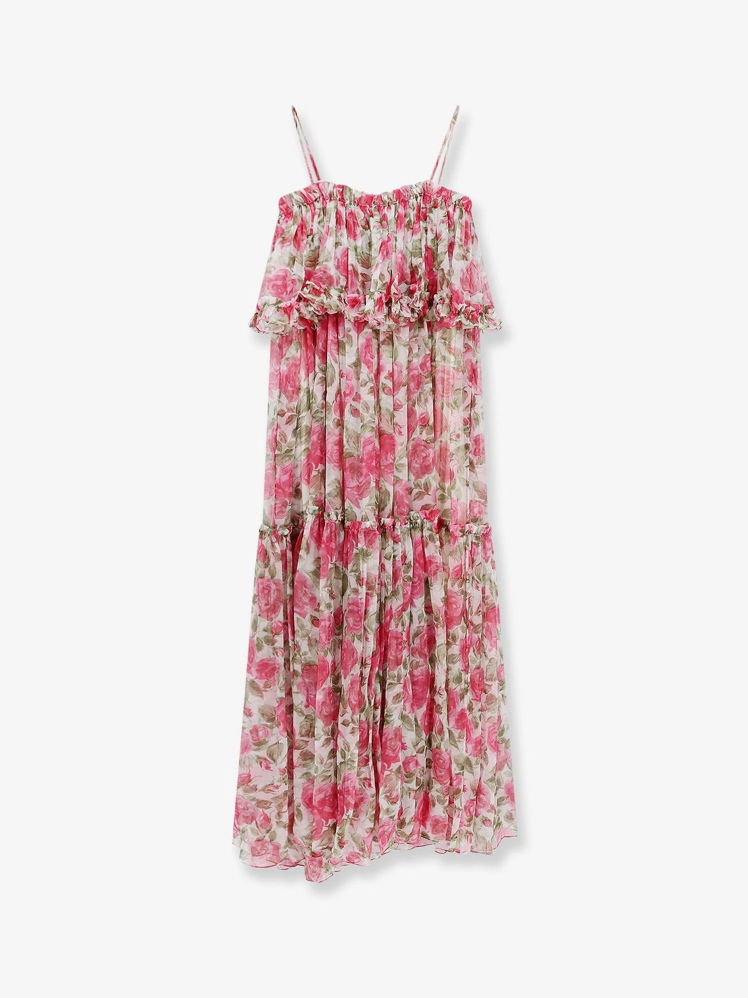 Silk long dress with floral print