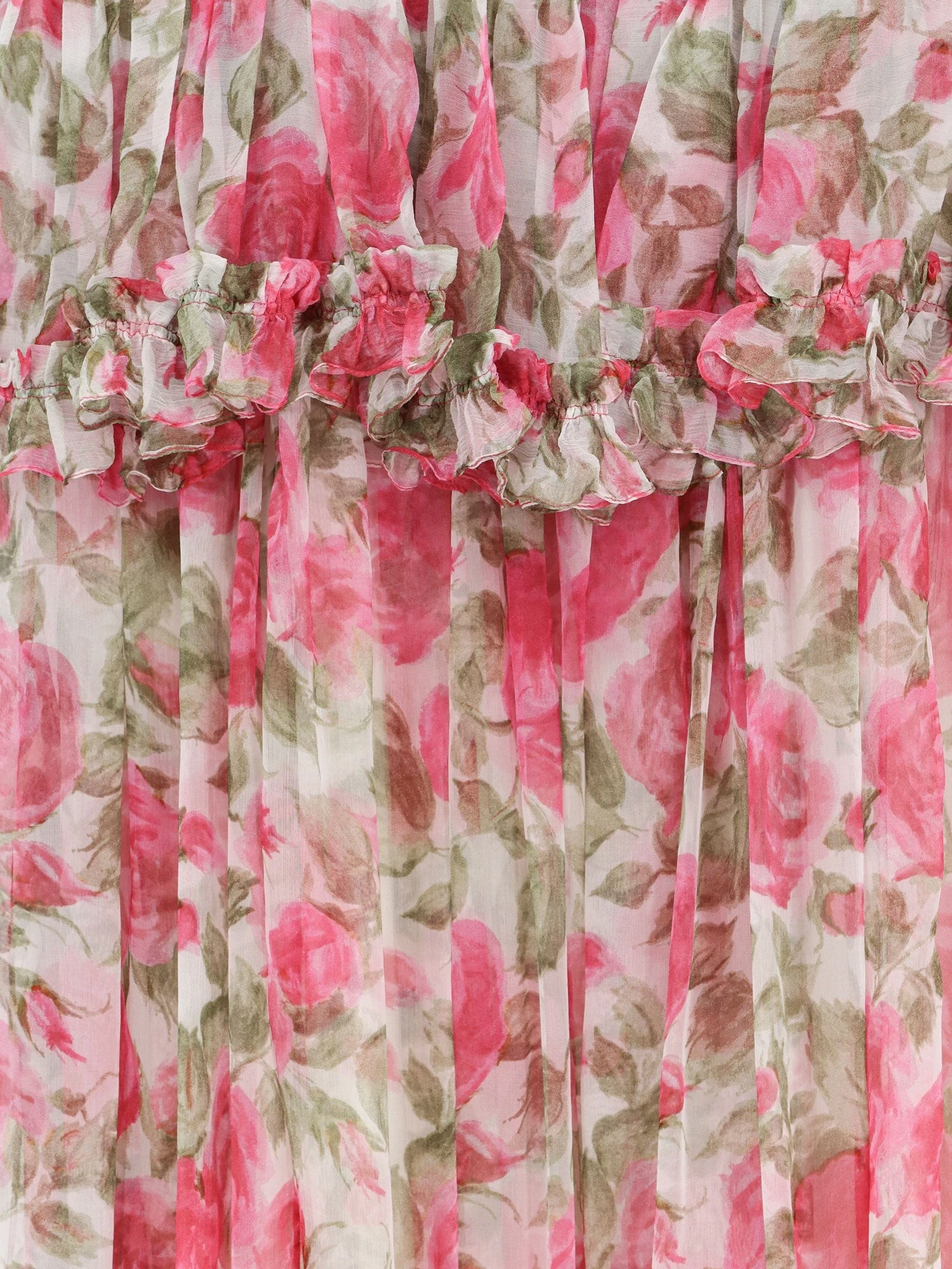 Silk long dress with floral print