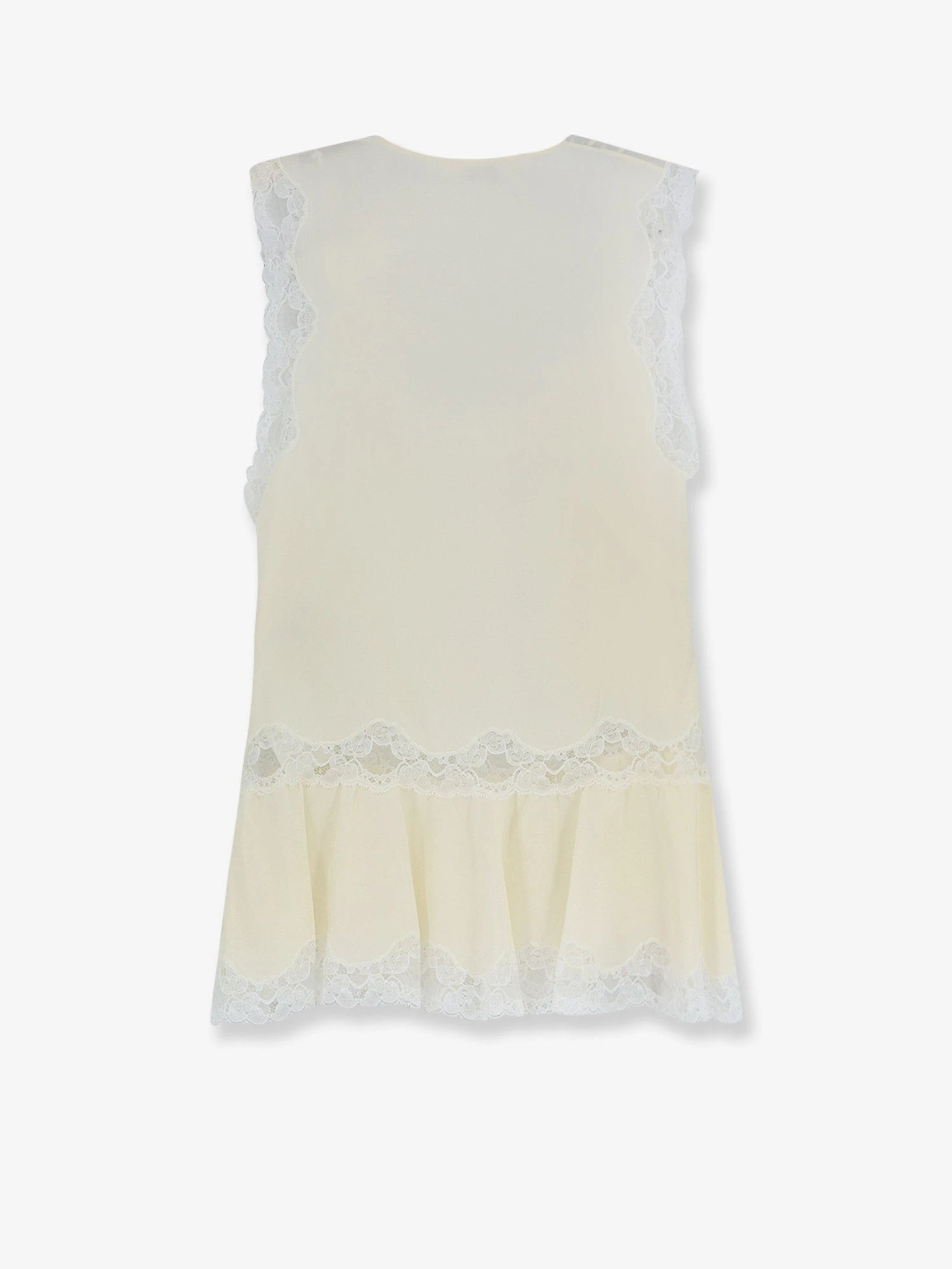 Silk top with lace inserts