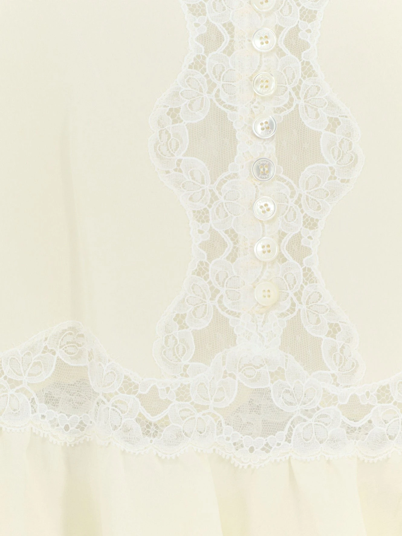 Silk top with lace inserts