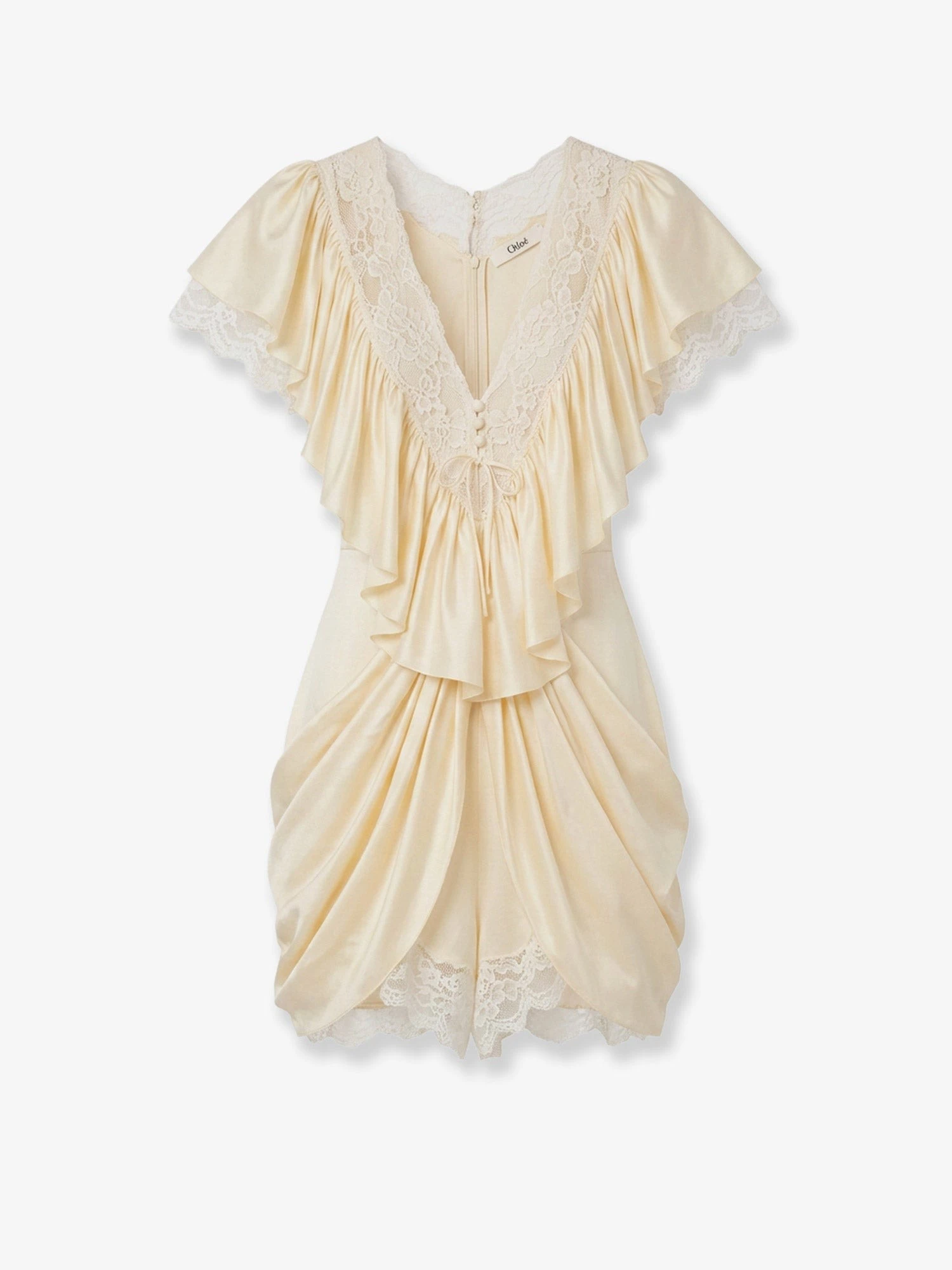 Silk jumpsuit with lace details
