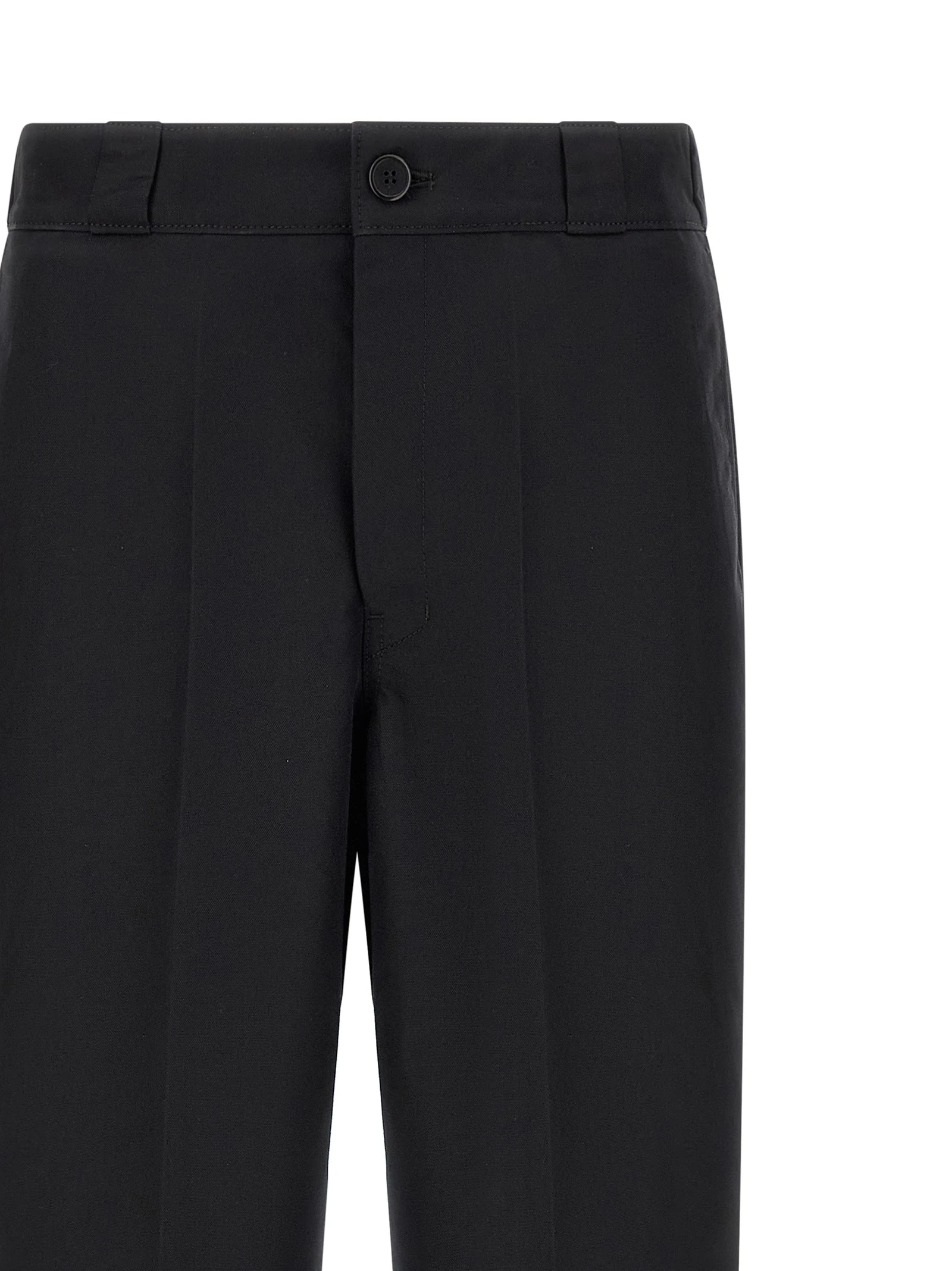 Canvas pants with pleat