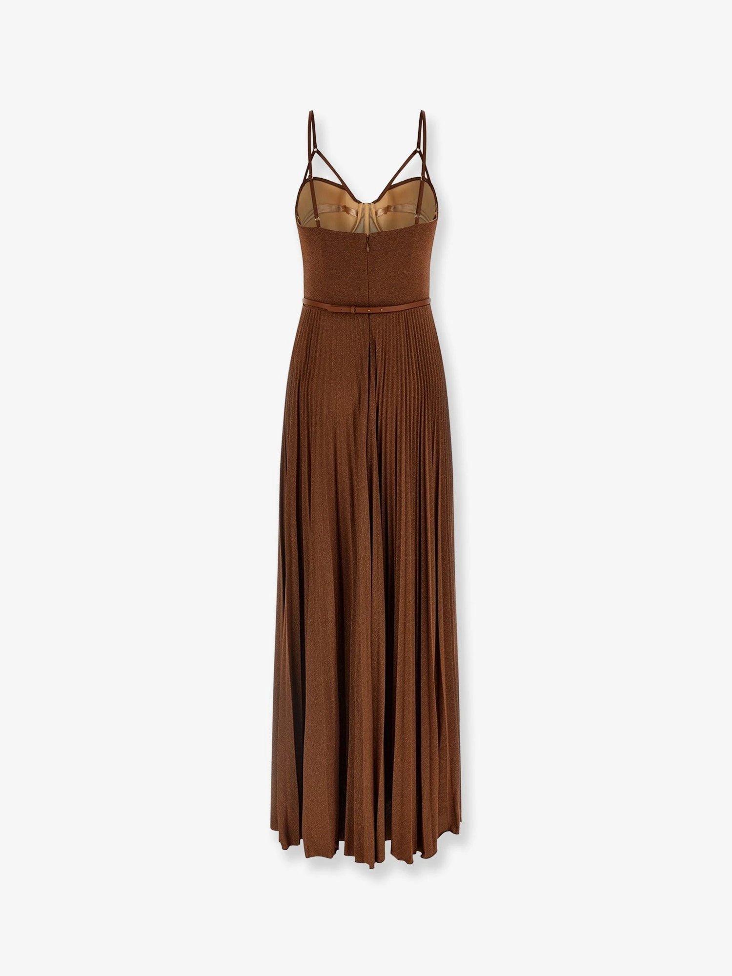 Red Carpet laminated long dress with belt