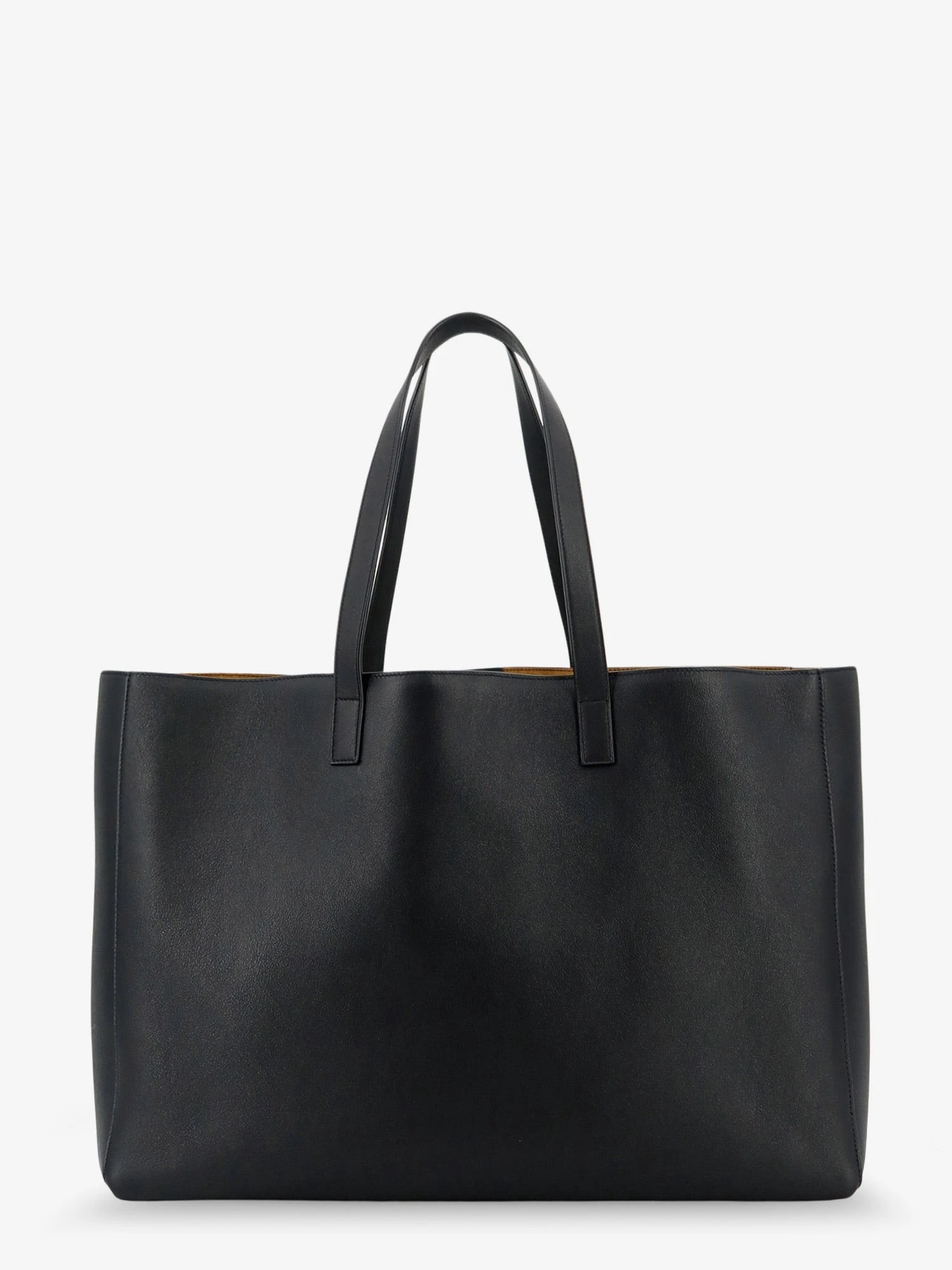 Leather shopping bag with front logo