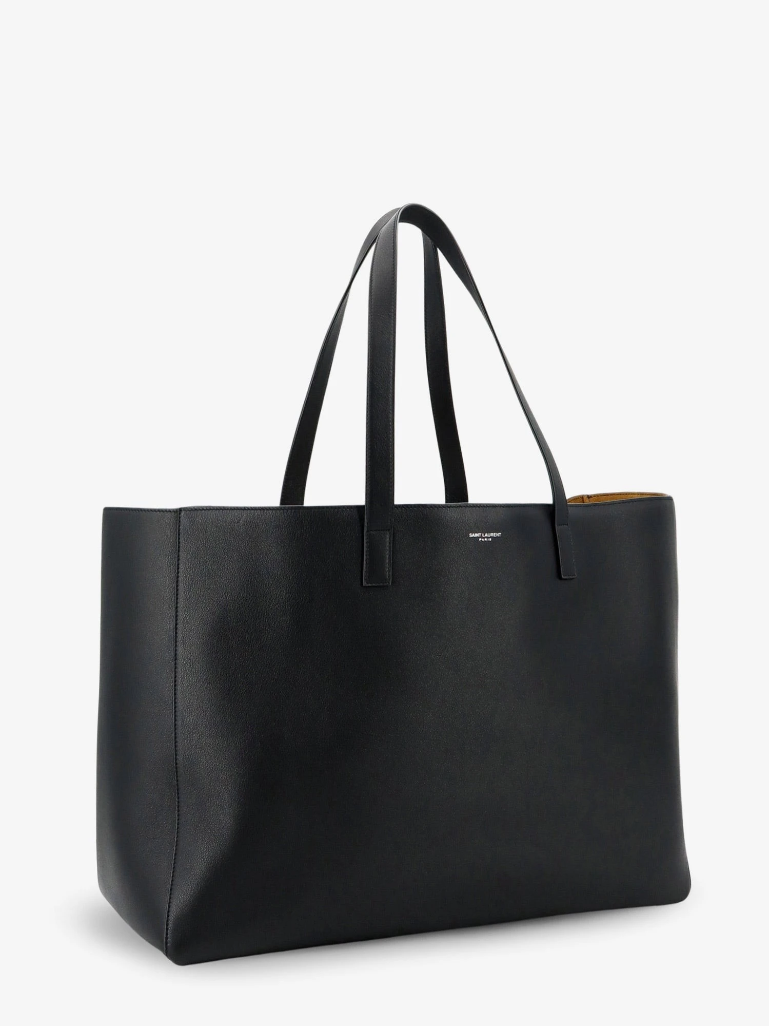 Leather shopping bag with front logo
