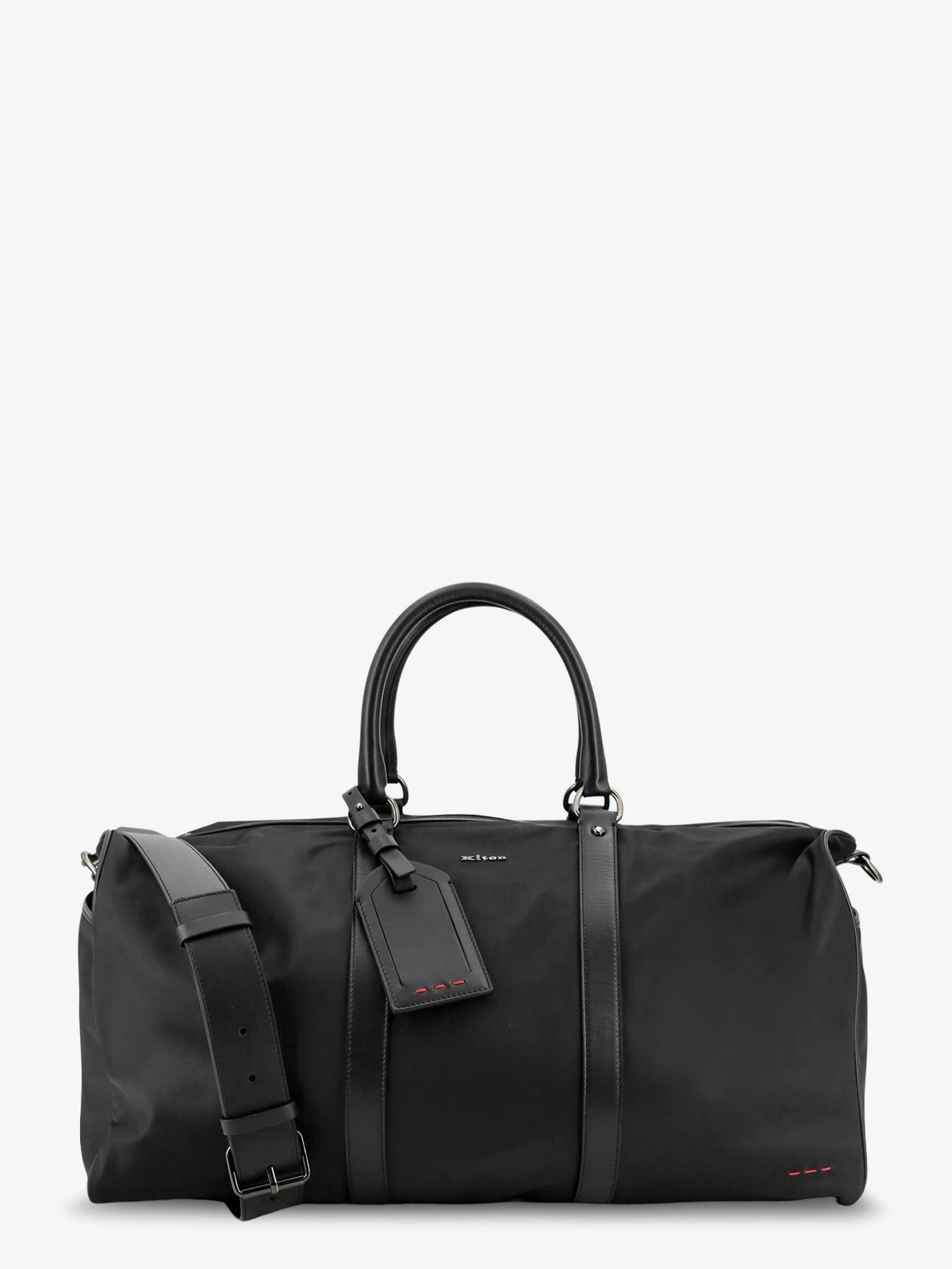 Nylon travel bag with leather inserts