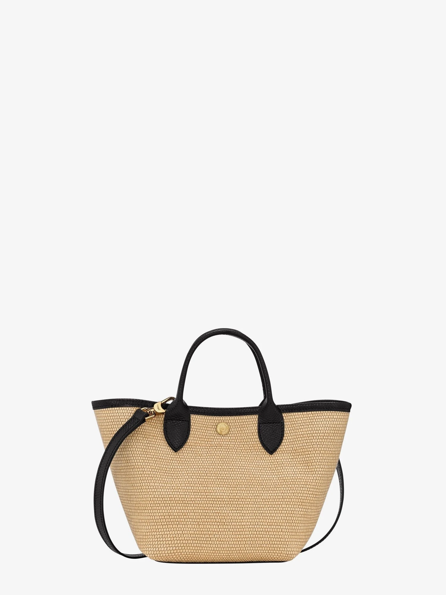Le Panet Pliage XS raffia and leather crossbody bag