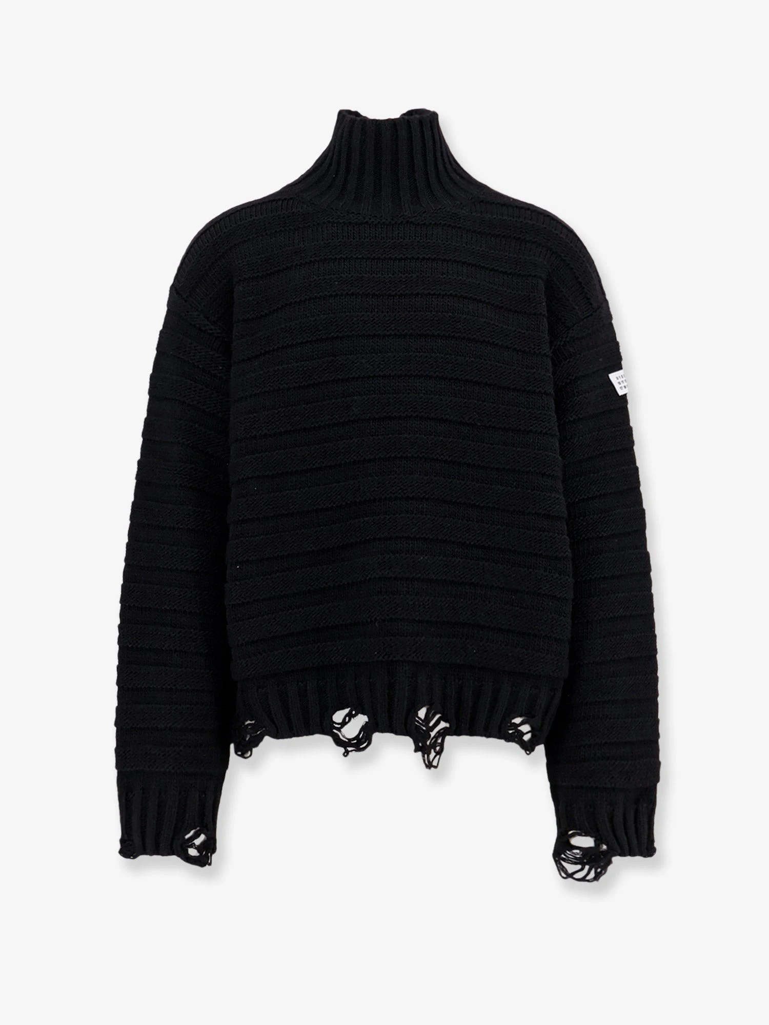 Wool blend sweater with distressed effect