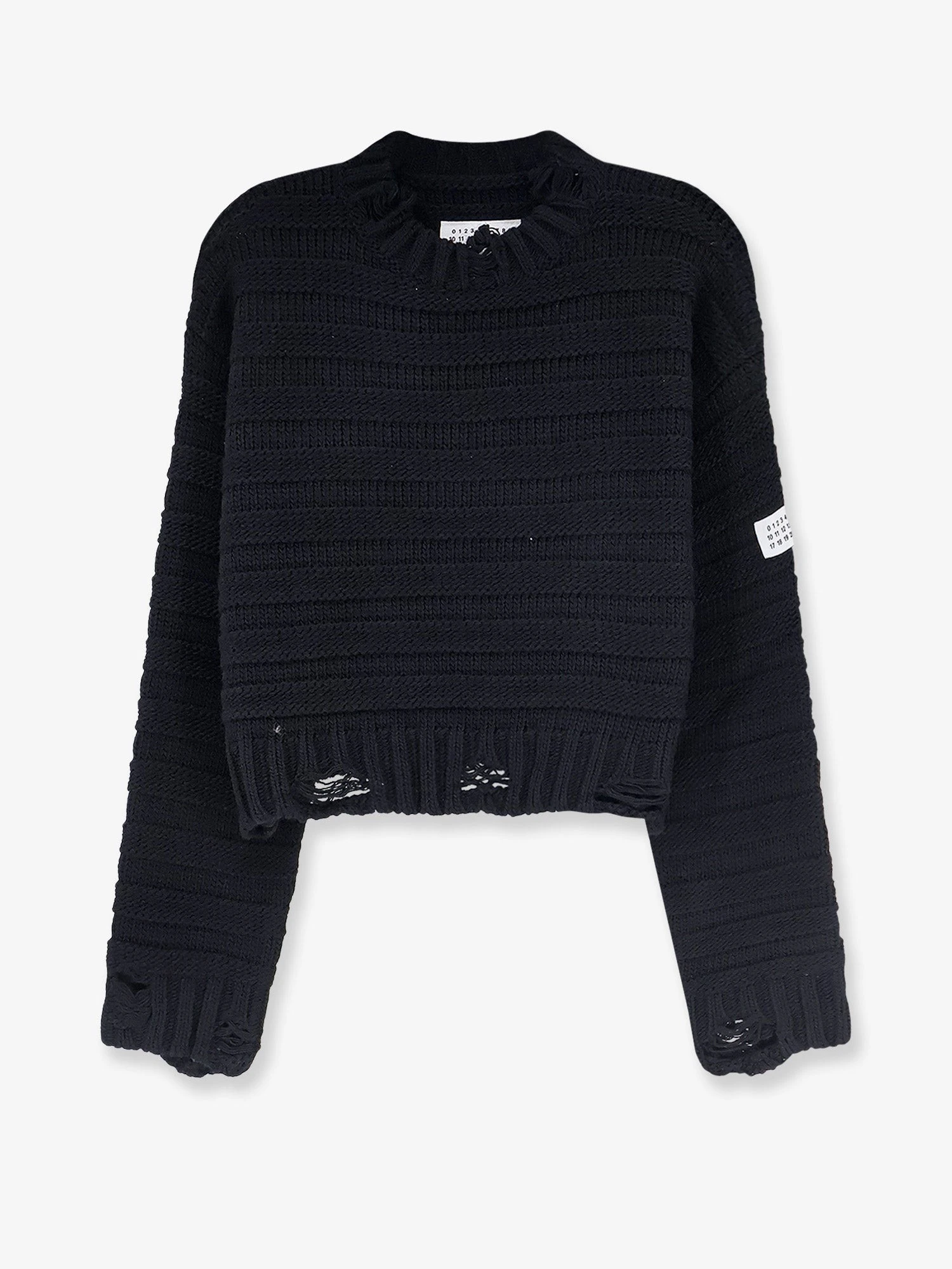 Destroyed effect wool blend sweater