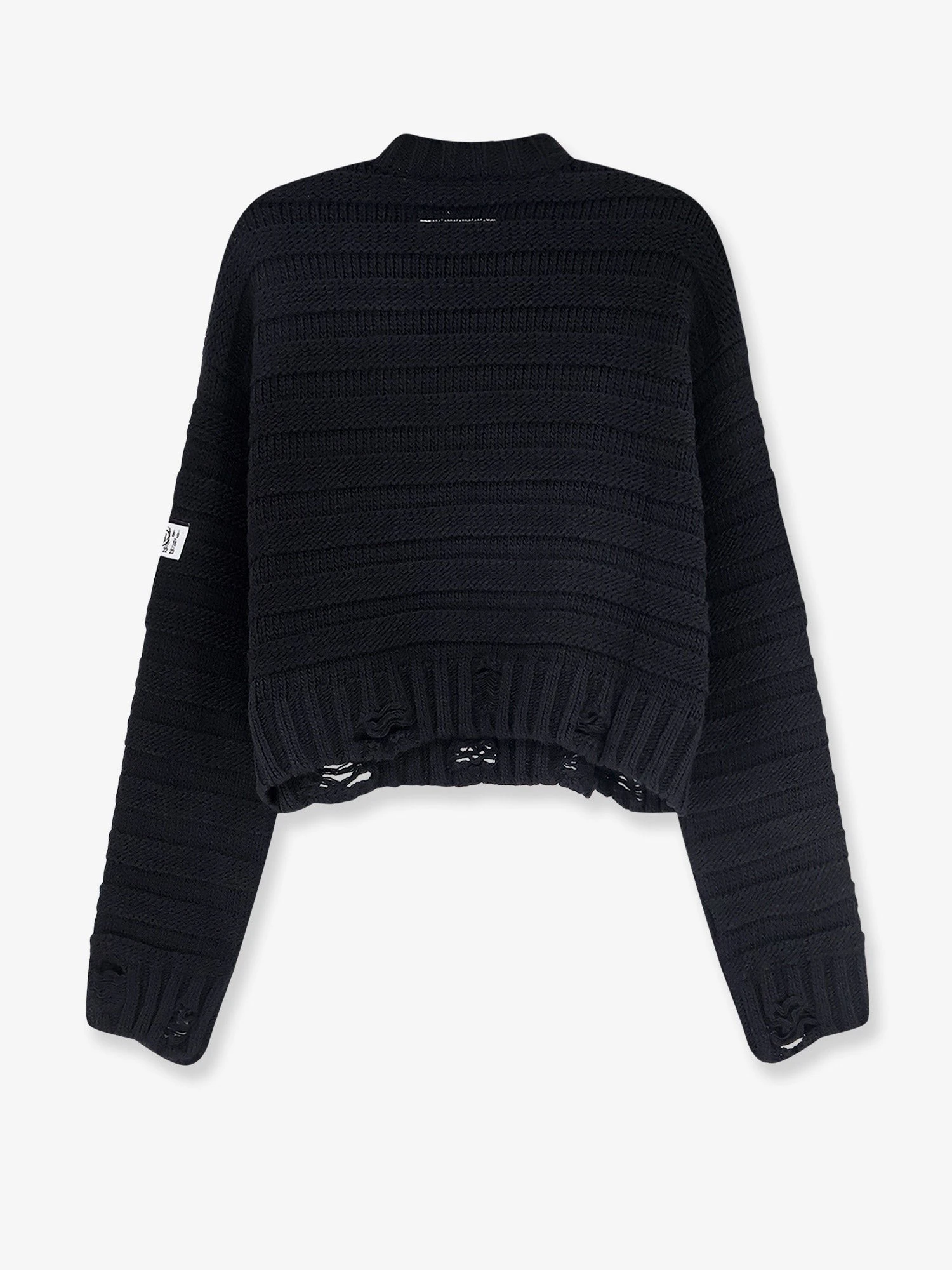 Destroyed effect wool blend sweater