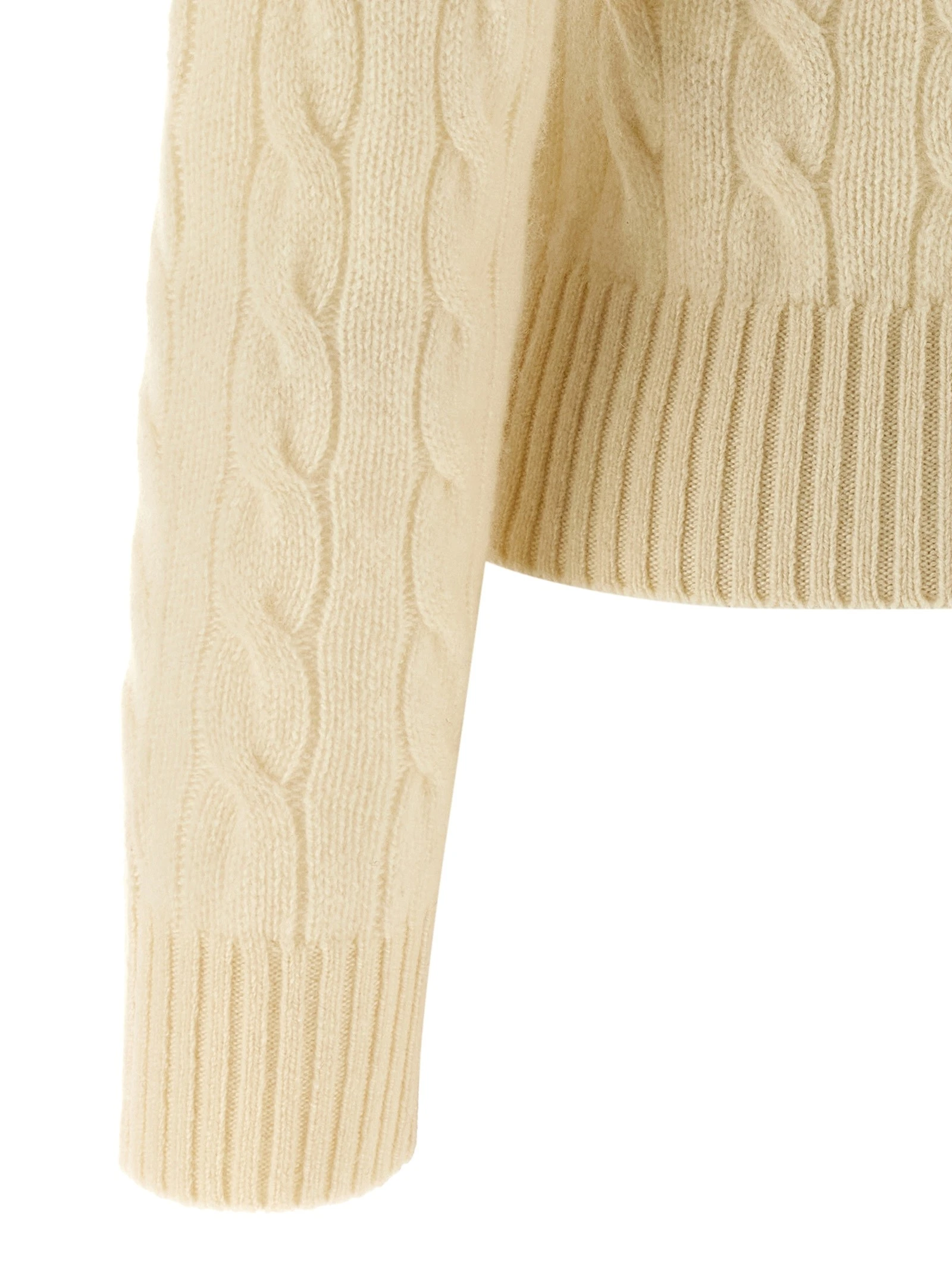 Braided knit wool and cashmere polo shirt