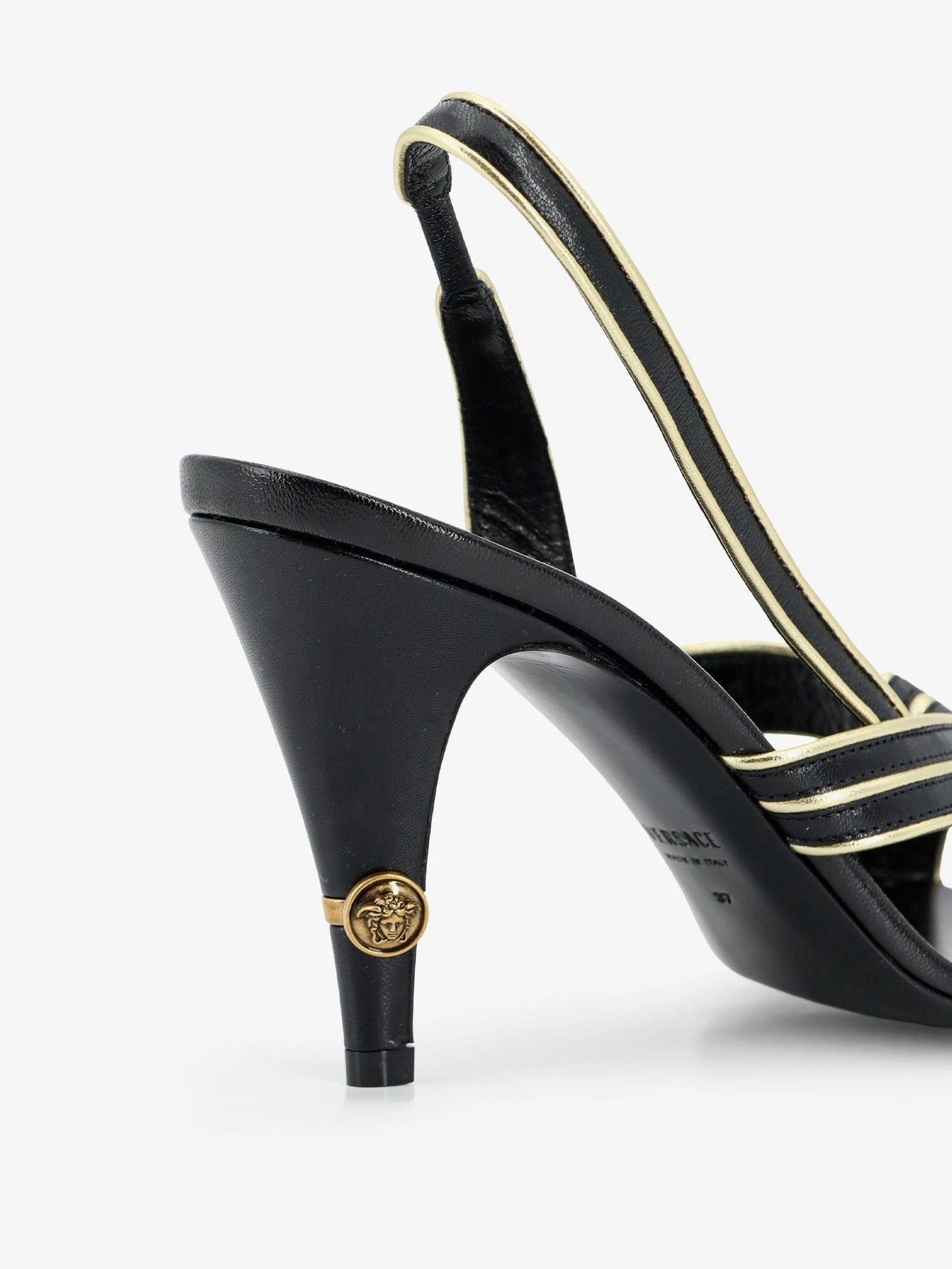 Gianni leather sandals with contrasting metallic profiles