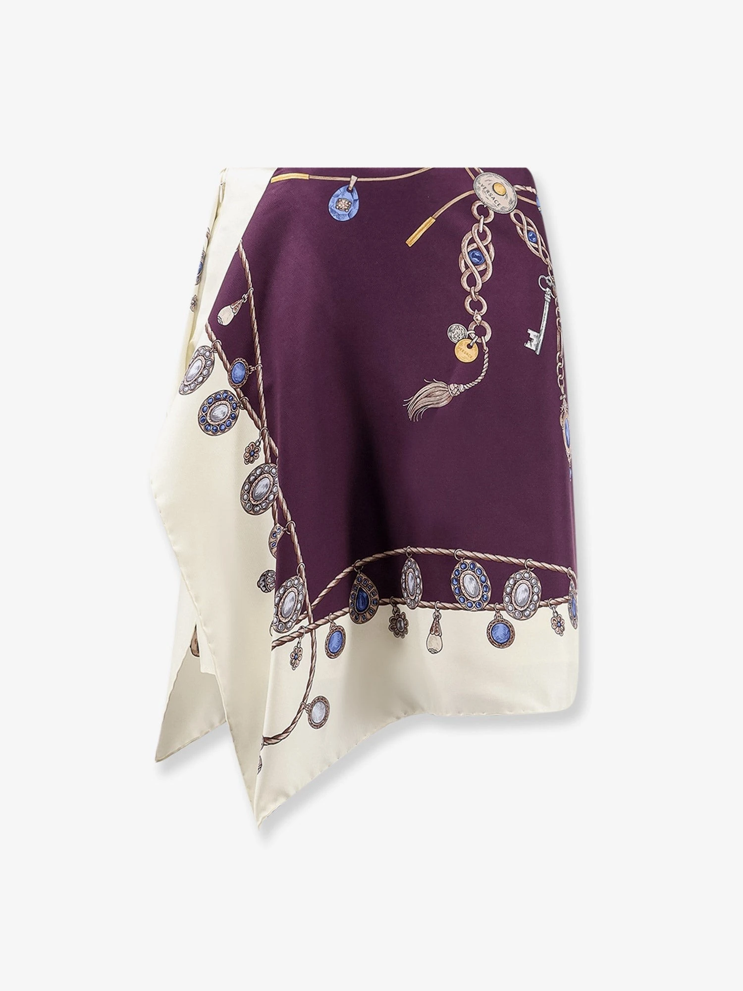 Printed silk twill miniskirt