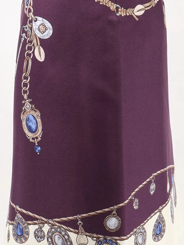 Printed silk twill miniskirt
