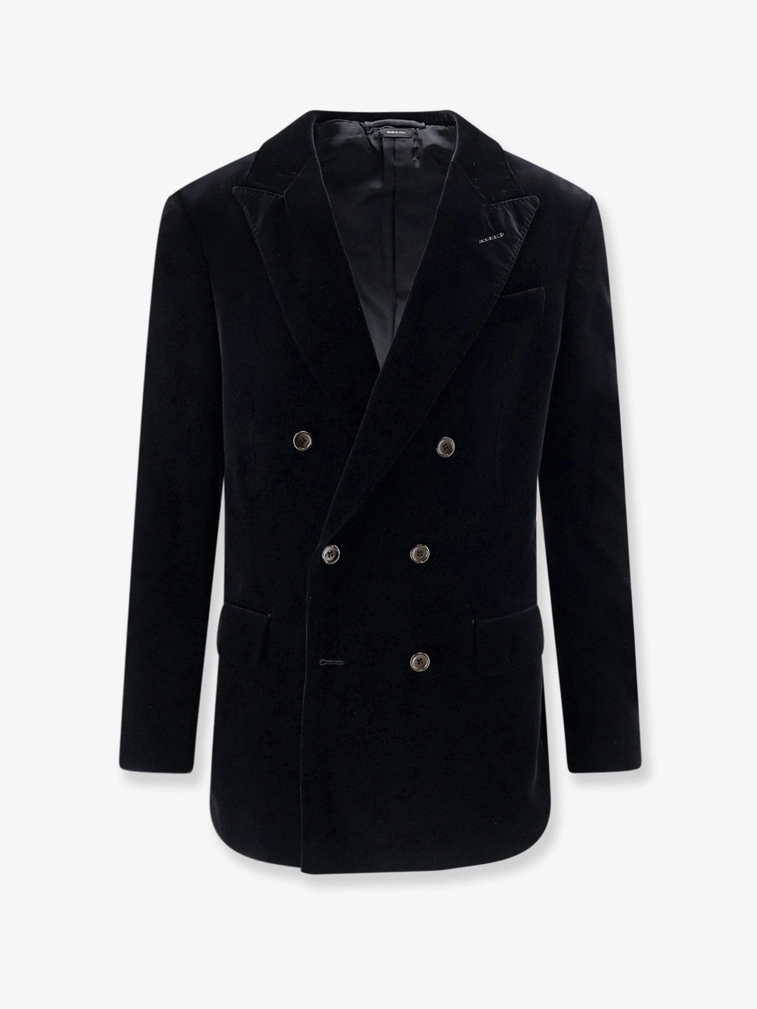 Double-breasted velvet blazer