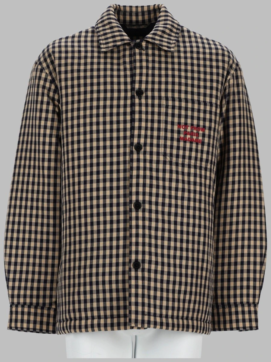 OVERSHIRT "SLOGAN" IN COTONE CHECK