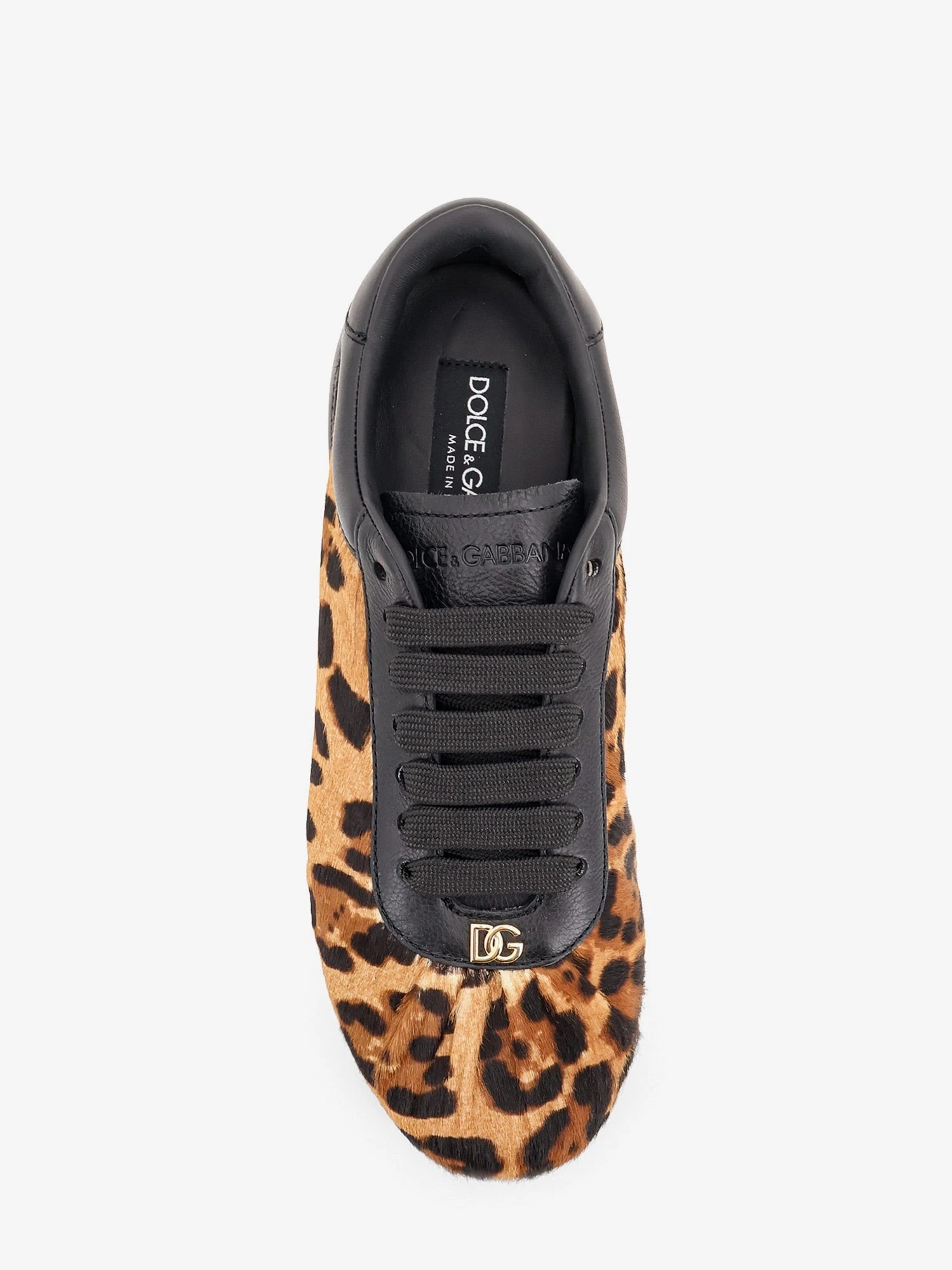 Ponyskin sneakers with metal DG logo