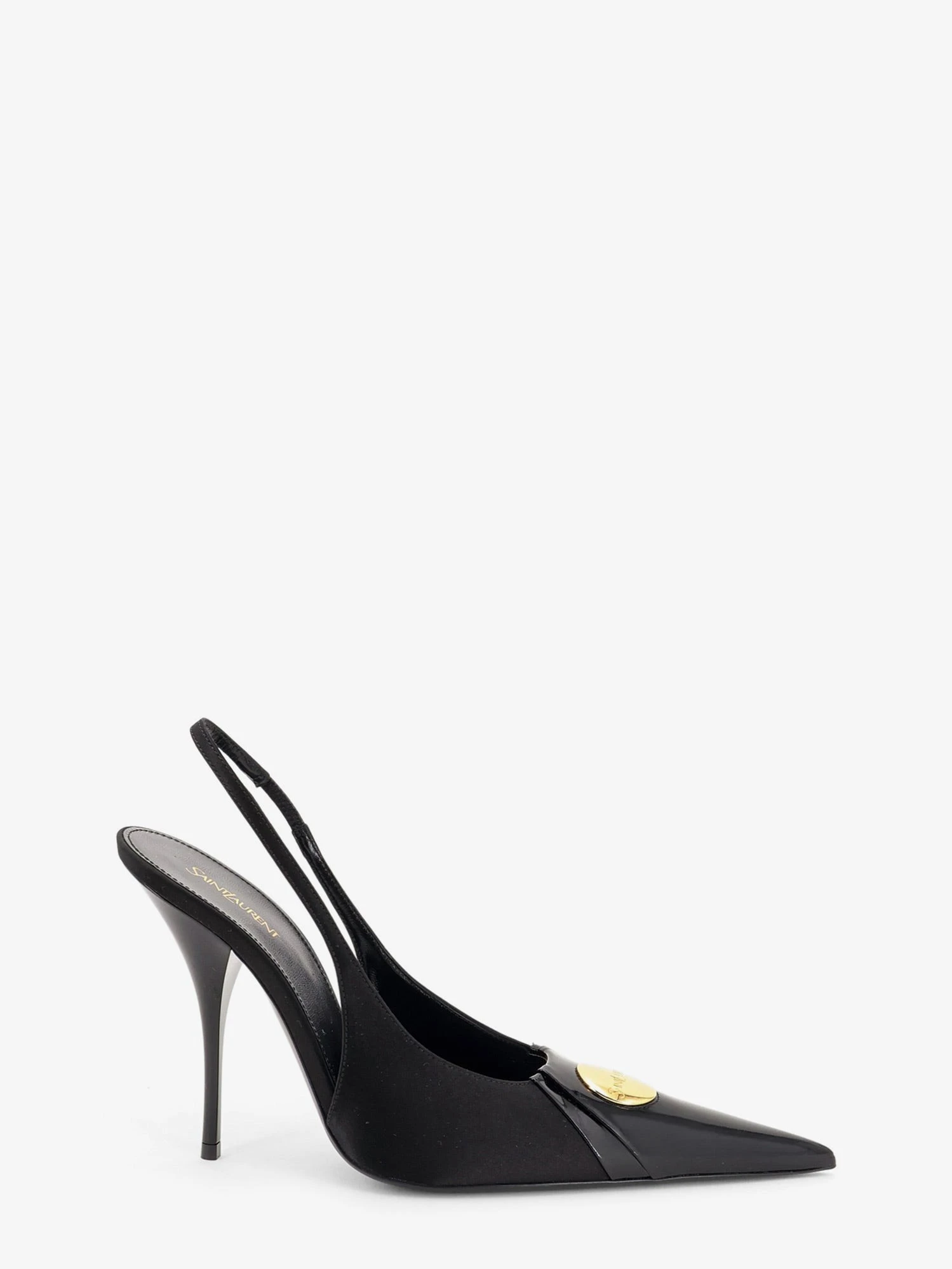 Louis patent leather pumps with logo tag