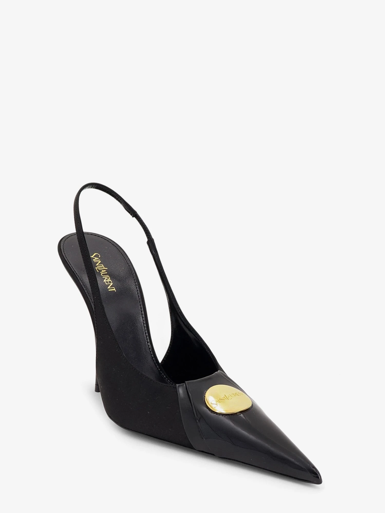 Louis patent leather pumps with logo tag