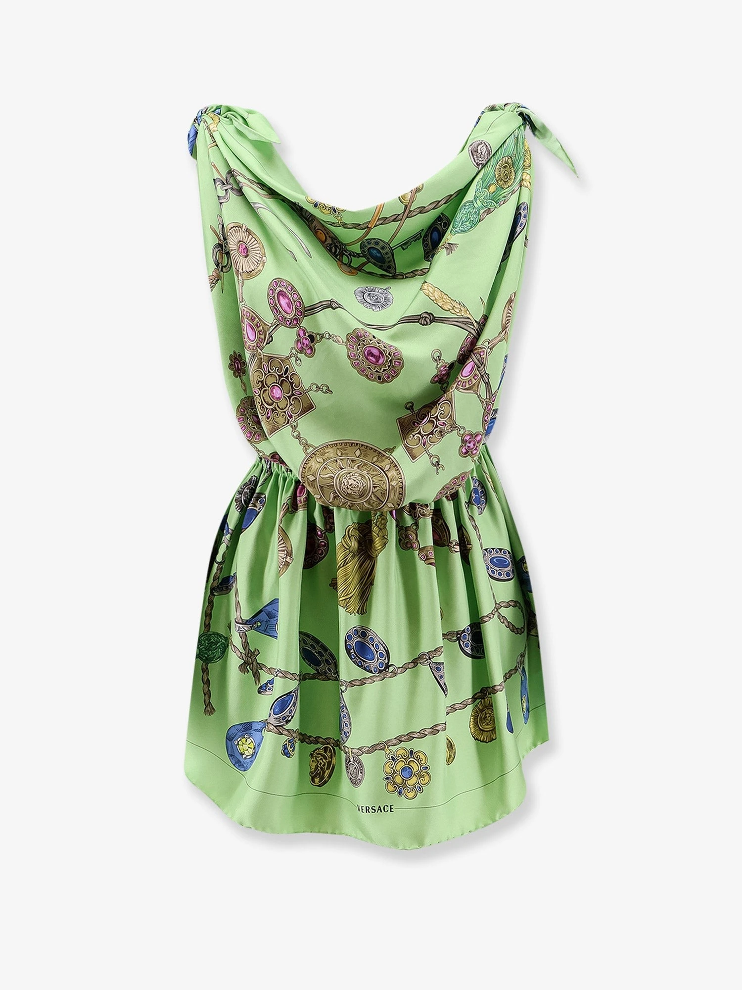 Printed silk twill mini dress