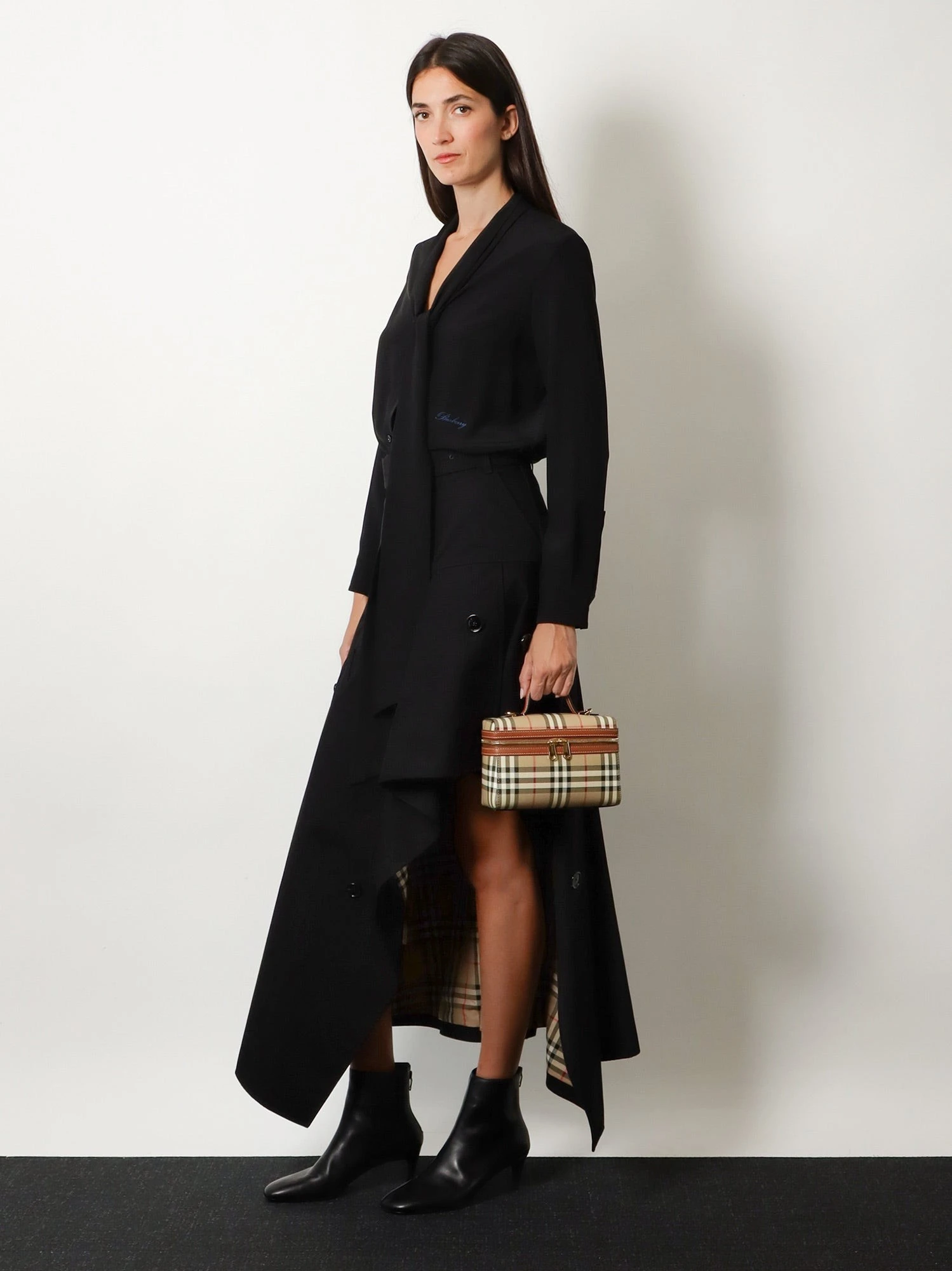 Vanity Check coated canvas crossbody bag with check pattern