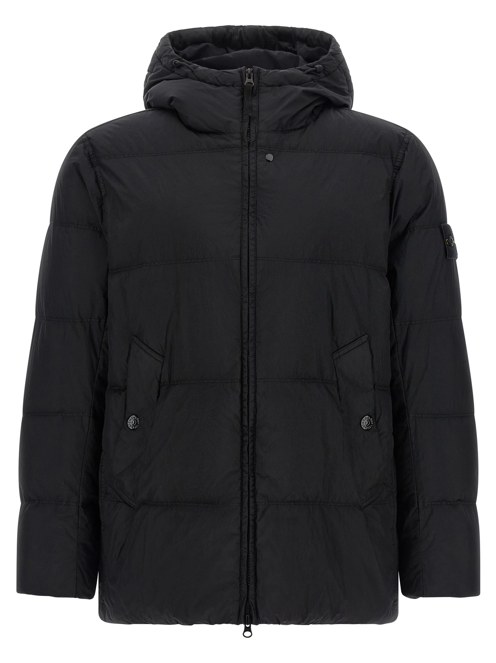 Crinkled-effect down jacket