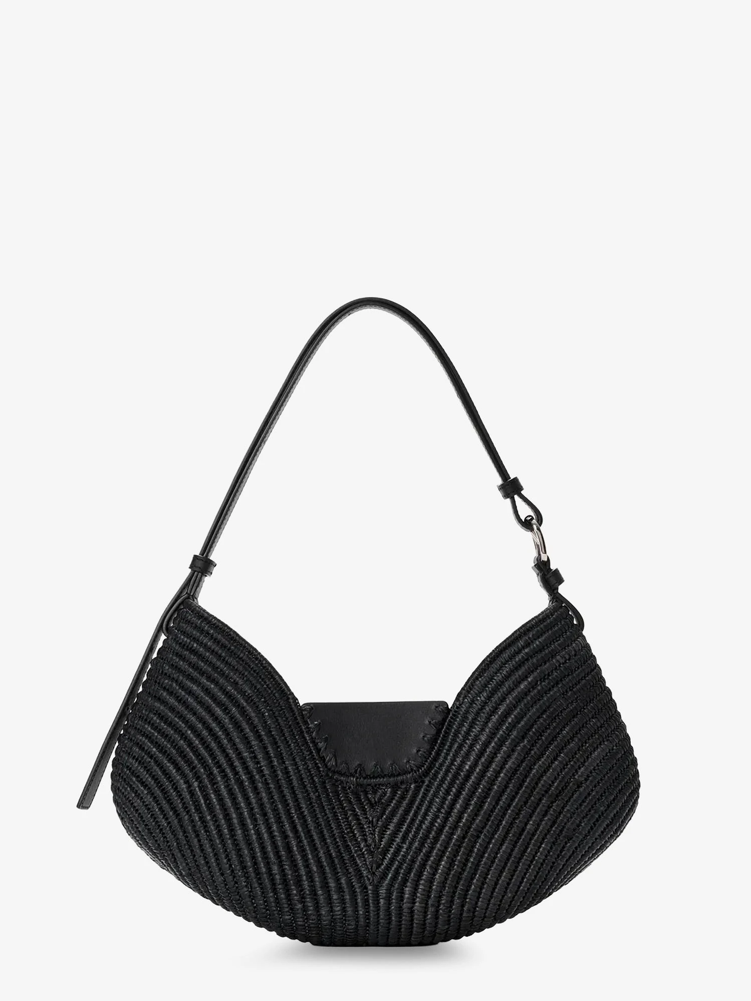 Paula's Ibiza-Swing raffia and leather shoulder bag