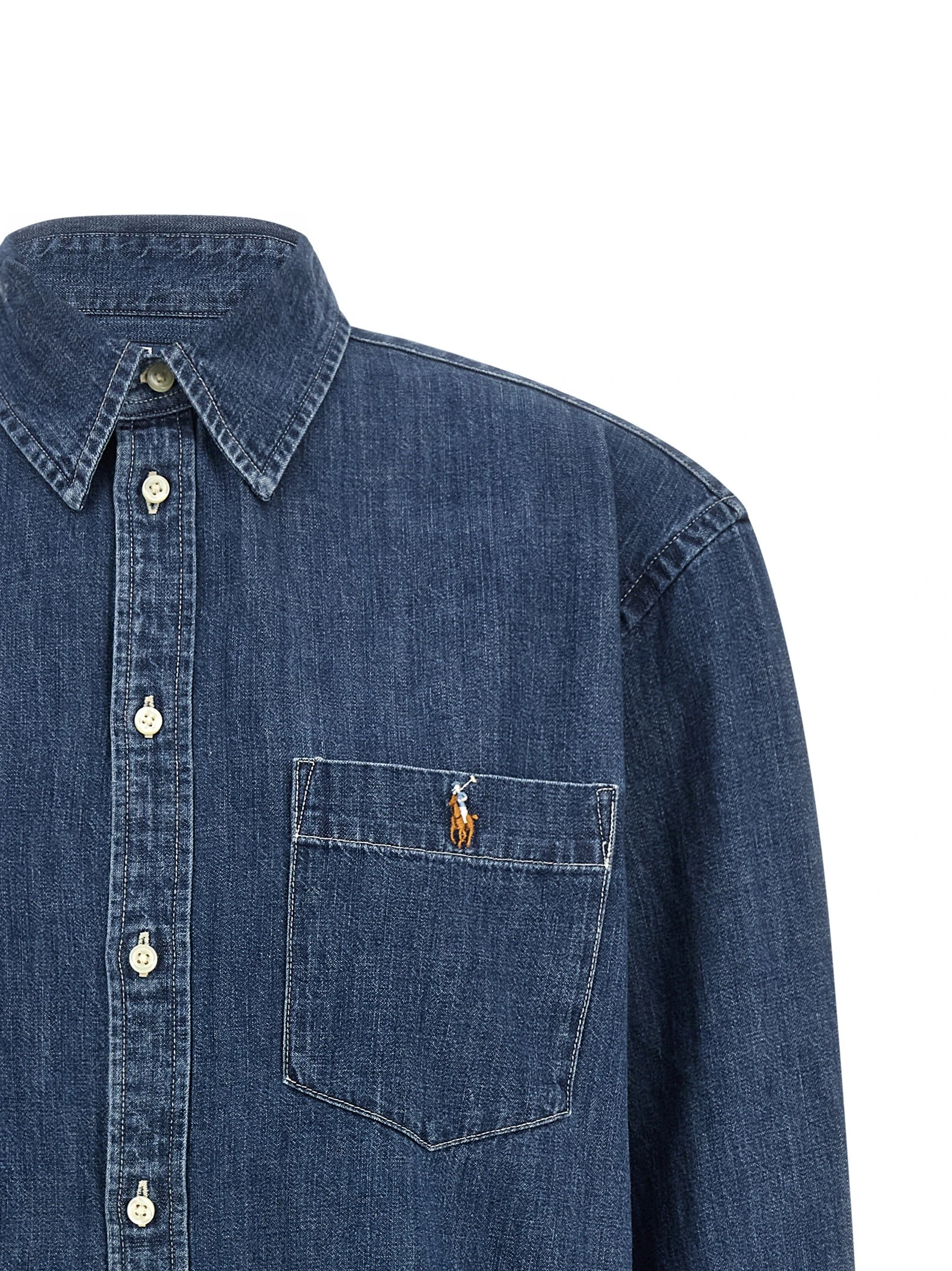 Denim shirt with logo embroidery