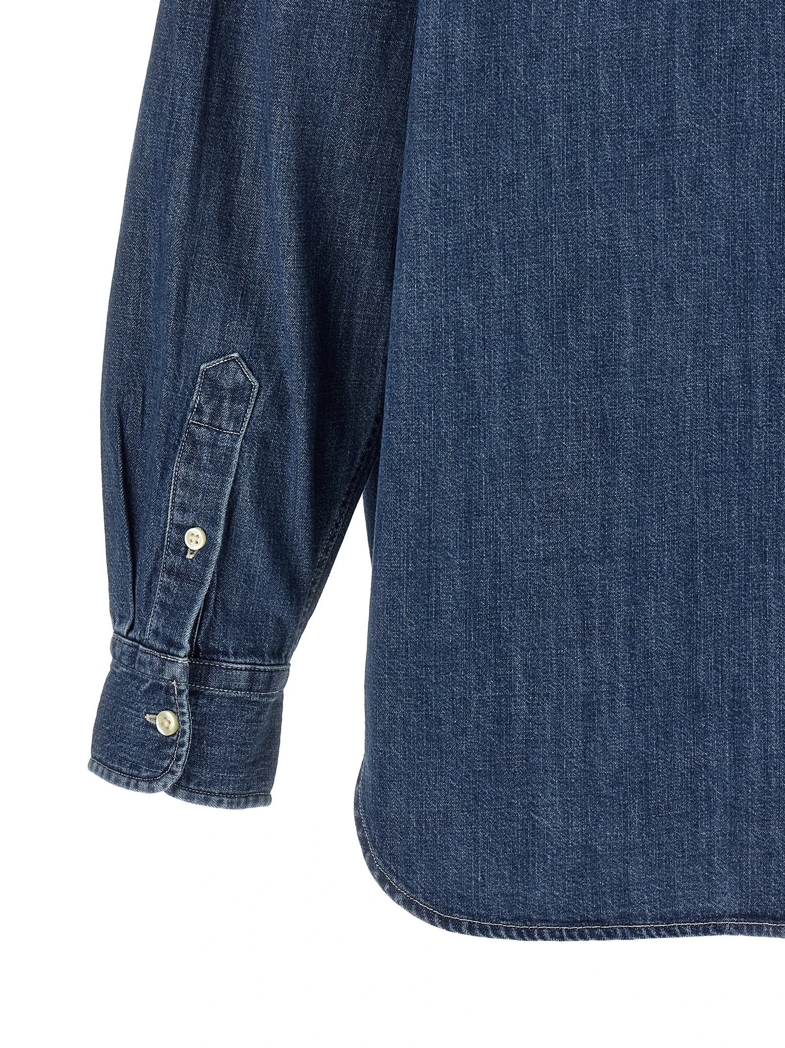 Denim shirt with logo embroidery