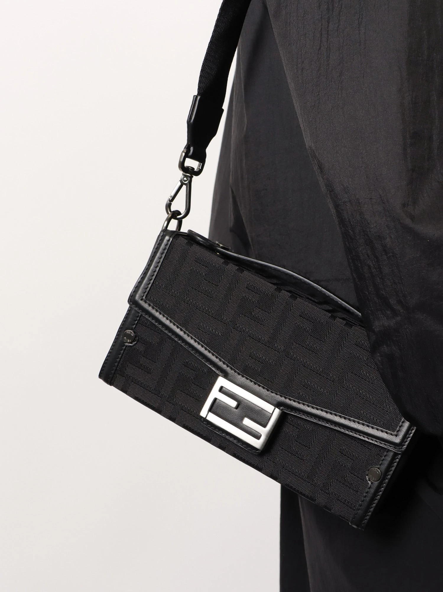 Baguette Soft Trunk FF fabric crossbody bag.webp