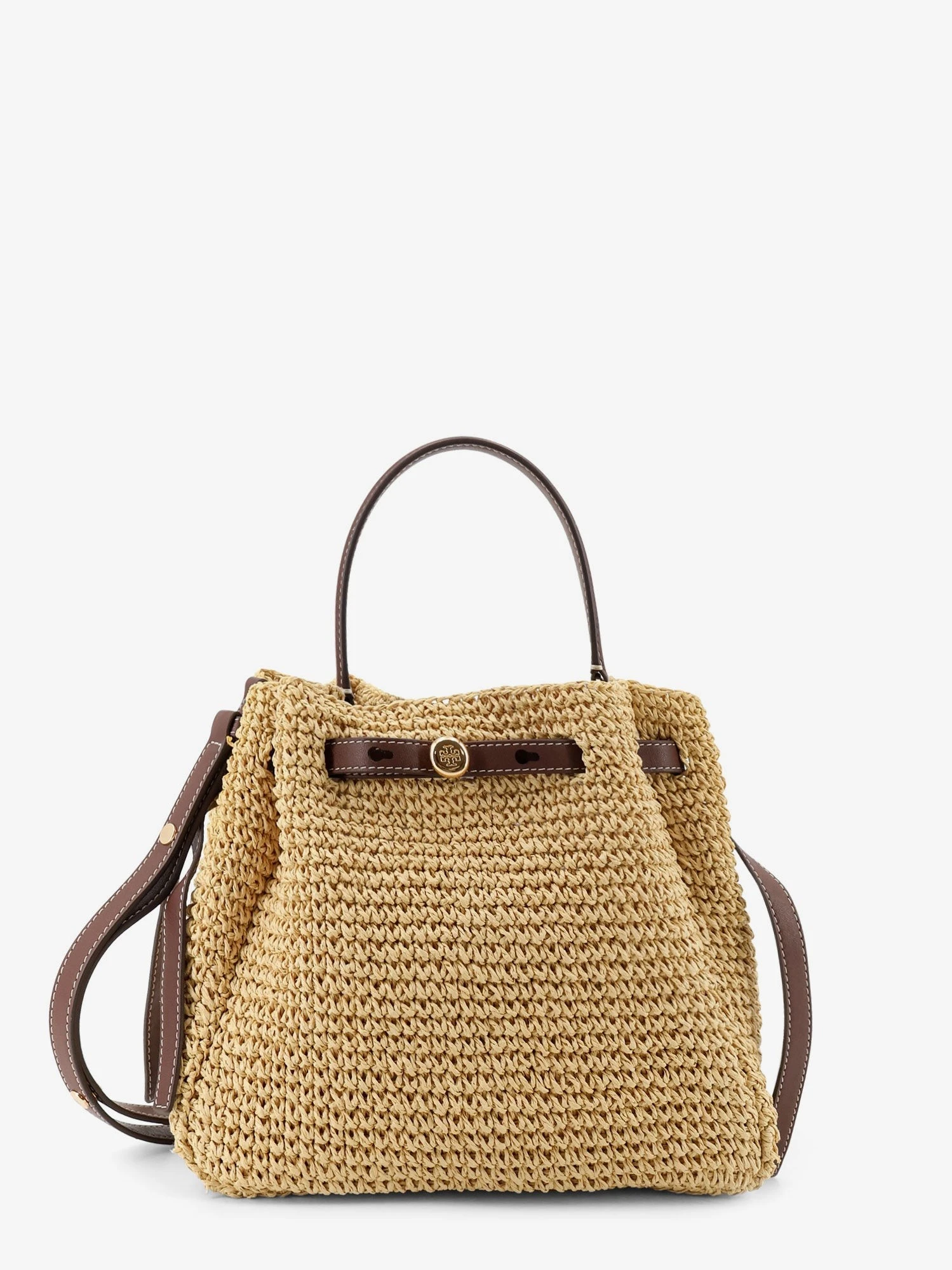 Romy raffia and leather bucket bag.webp