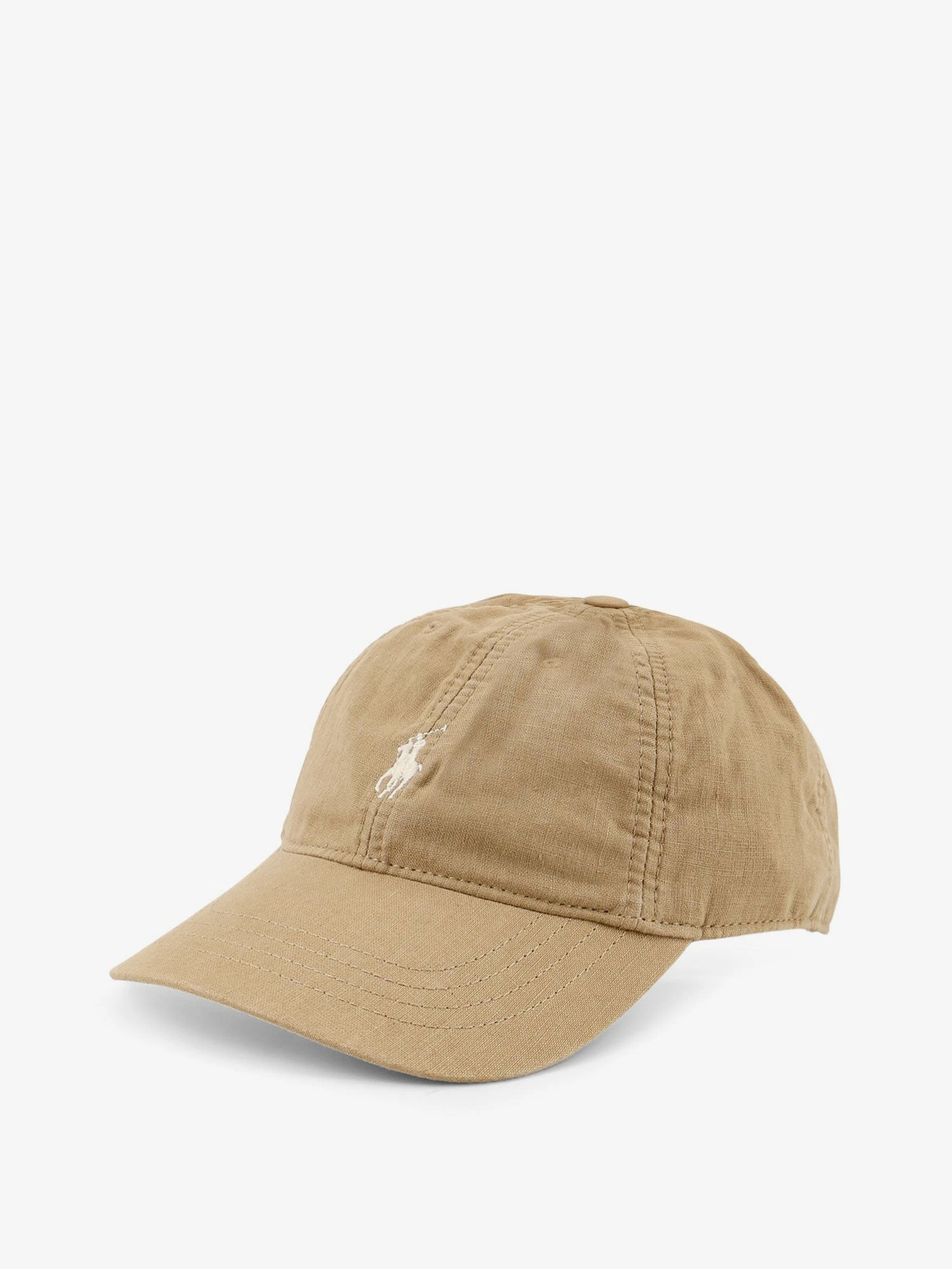 Linen hat with embroidered logo on the front.webp