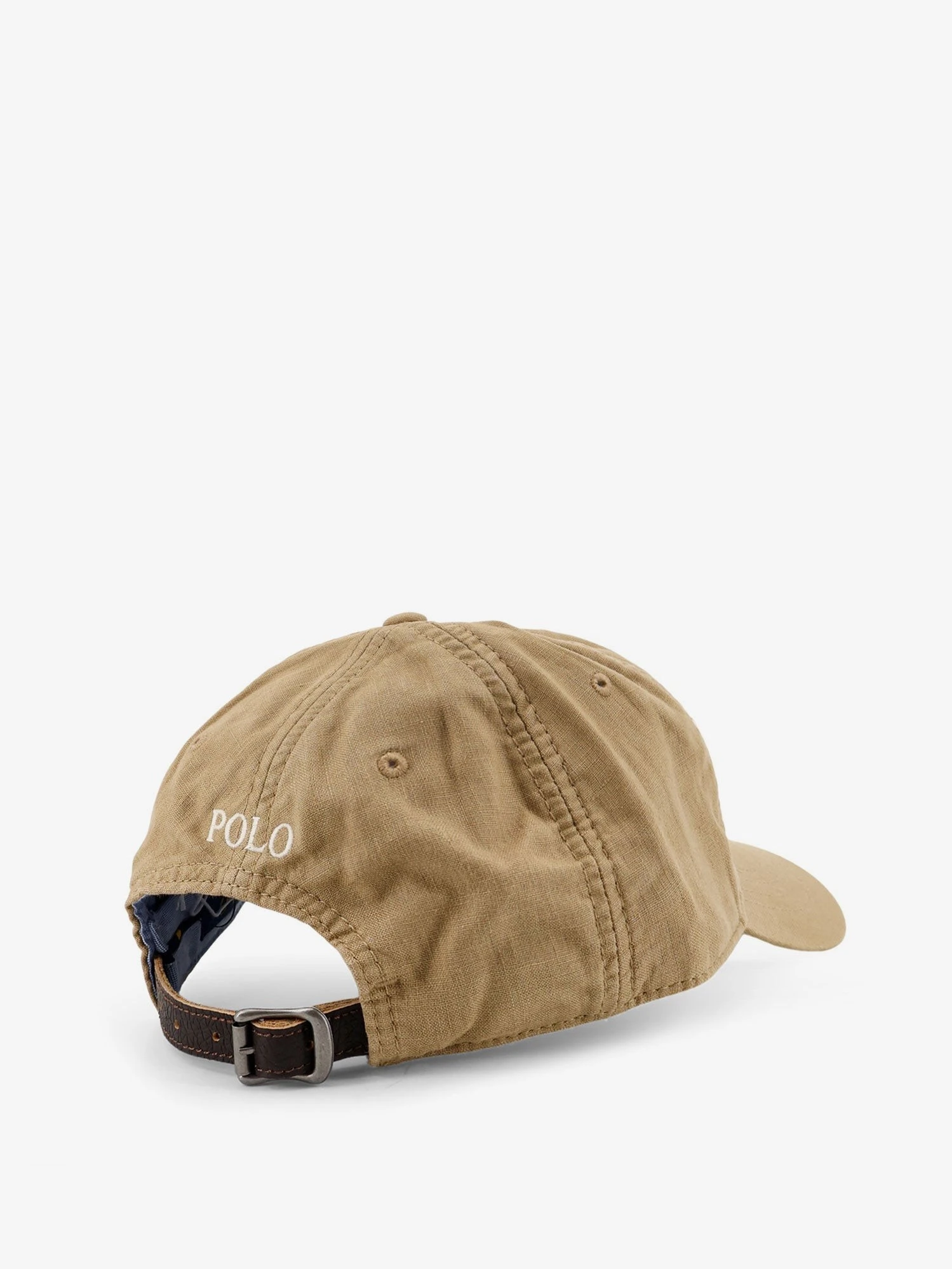 Linen hat with embroidered logo on the front.webp