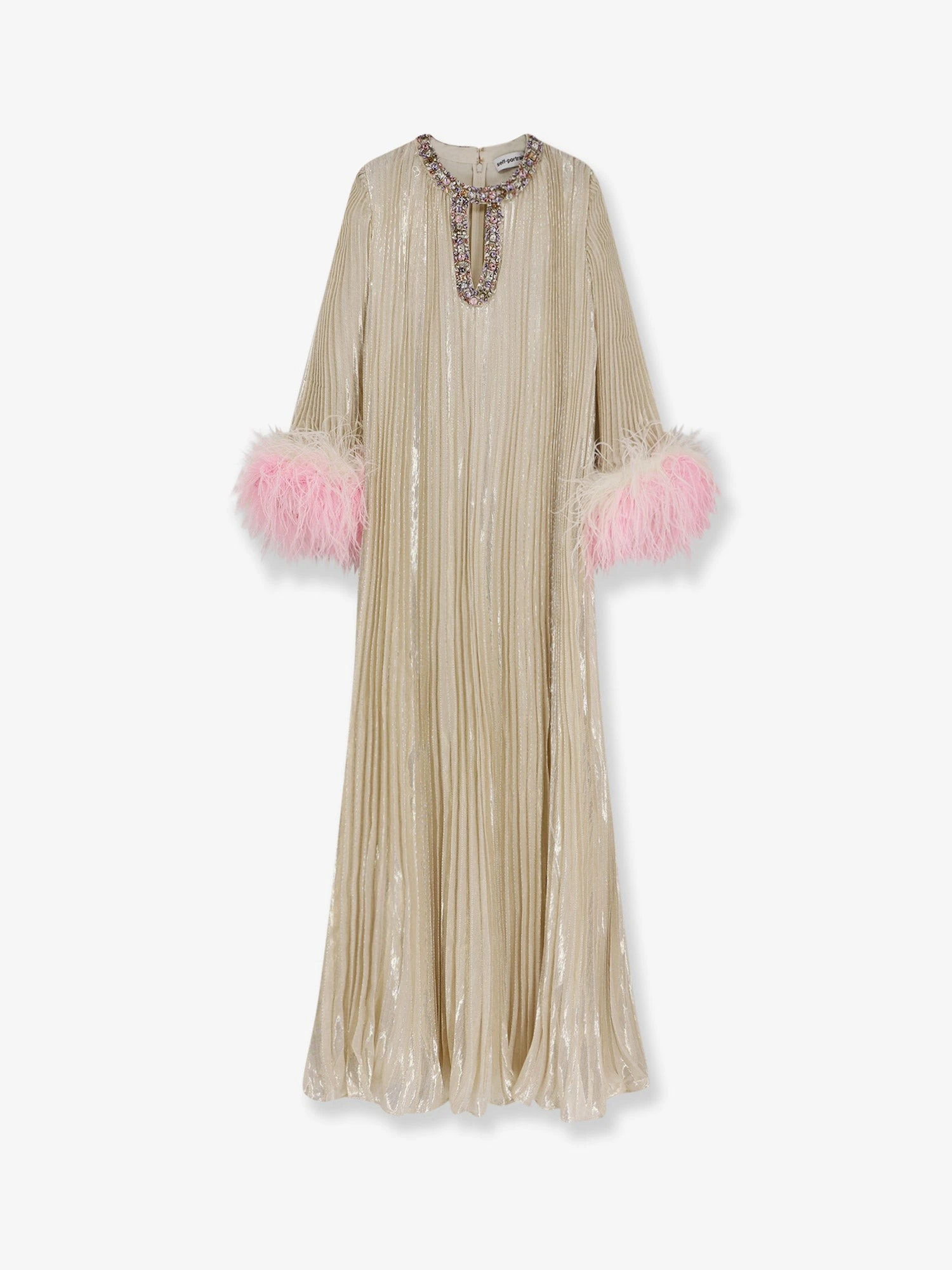 Silk and metallic fibre long dress.webp