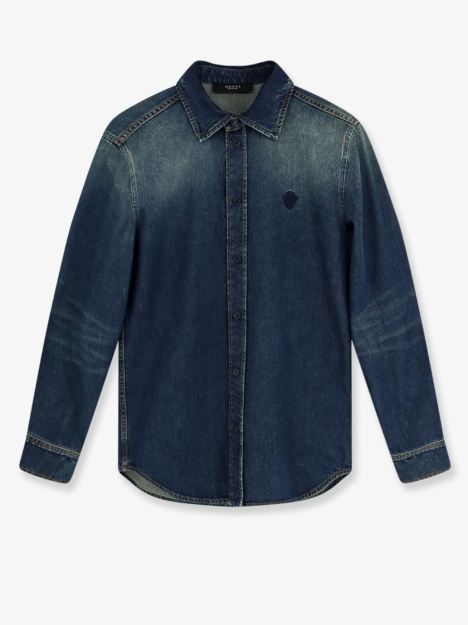 Certified washed cotton denim shirt.webp