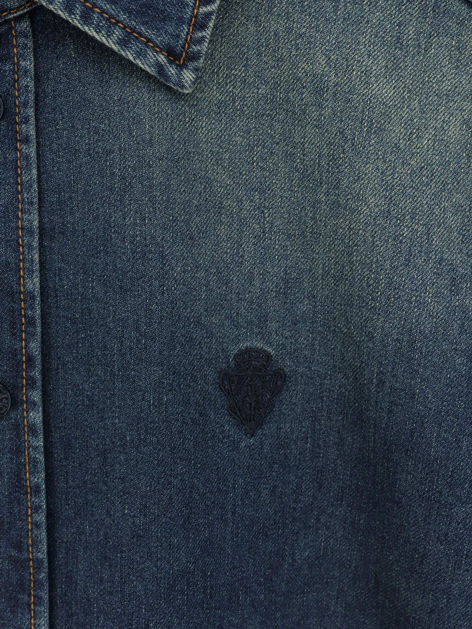 Certified washed cotton denim shirt.webp