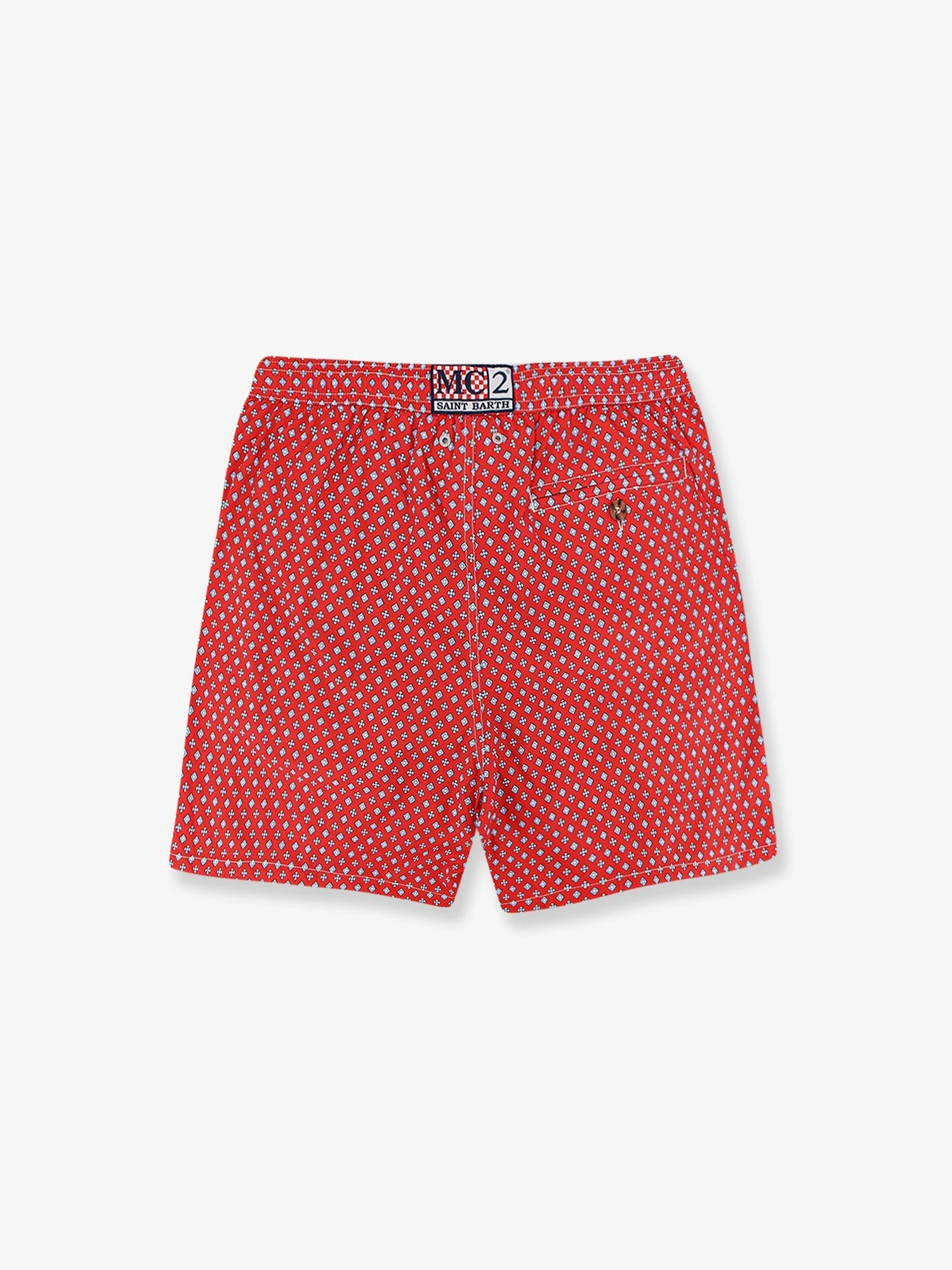 Nylon swim shorts with all-over micro pattern.webp