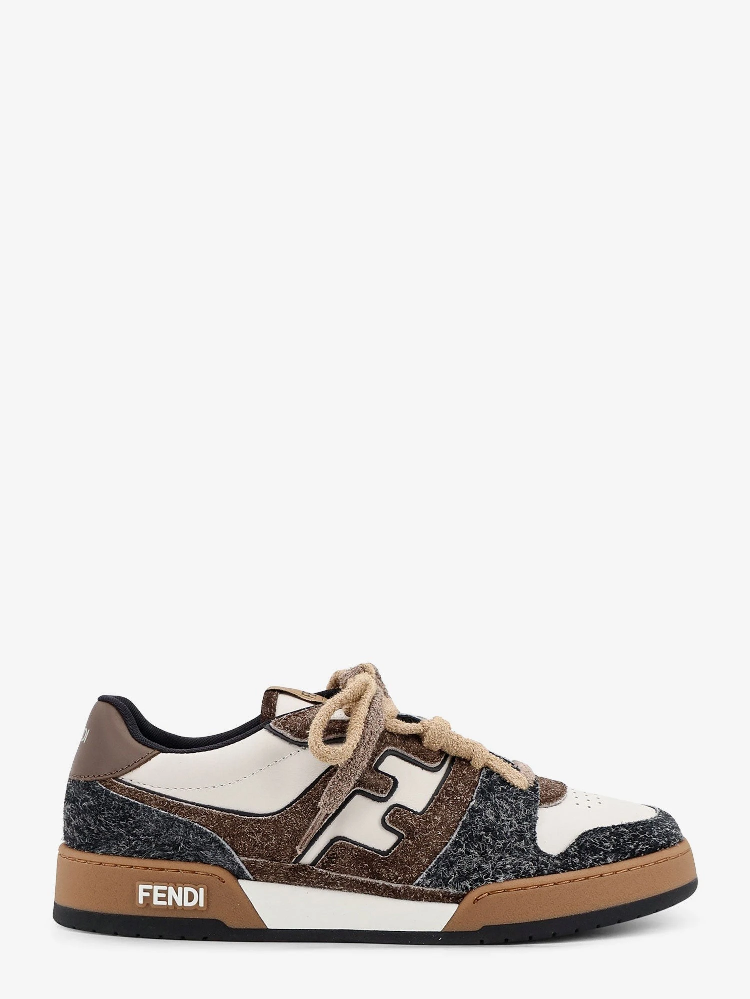 Sneakers Fendi Match in pelle bianca e suede marrone.webp