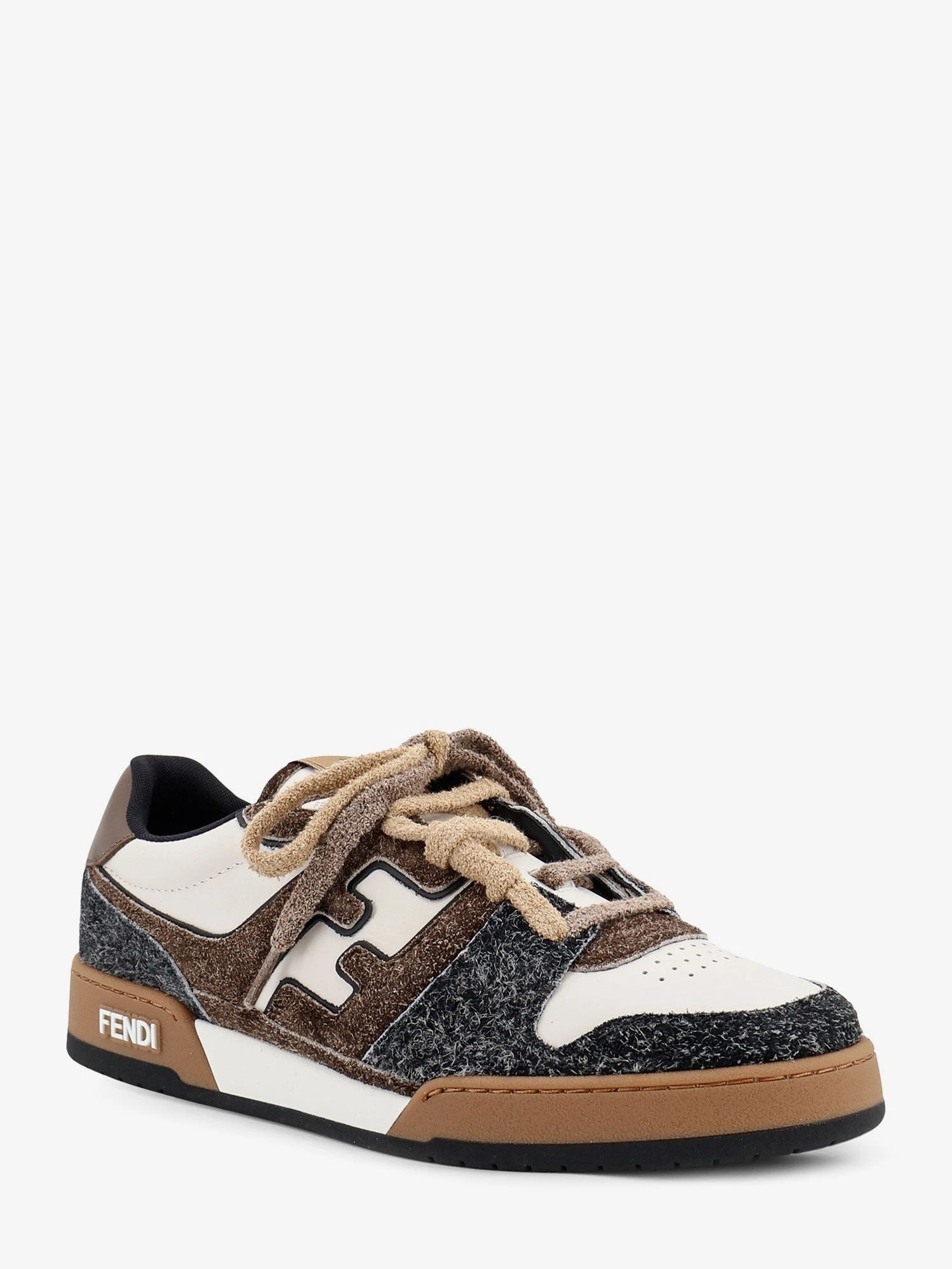 Sneakers Fendi Match in pelle bianca e suede marrone.webp