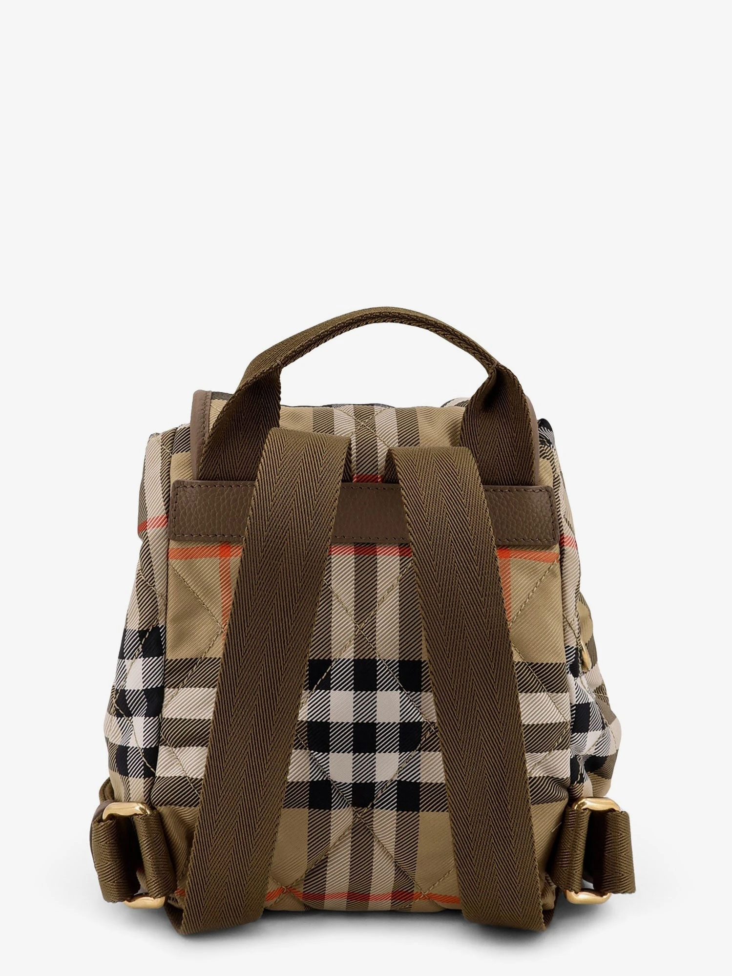 Horseshoe nylon backpack with check pattern.webp