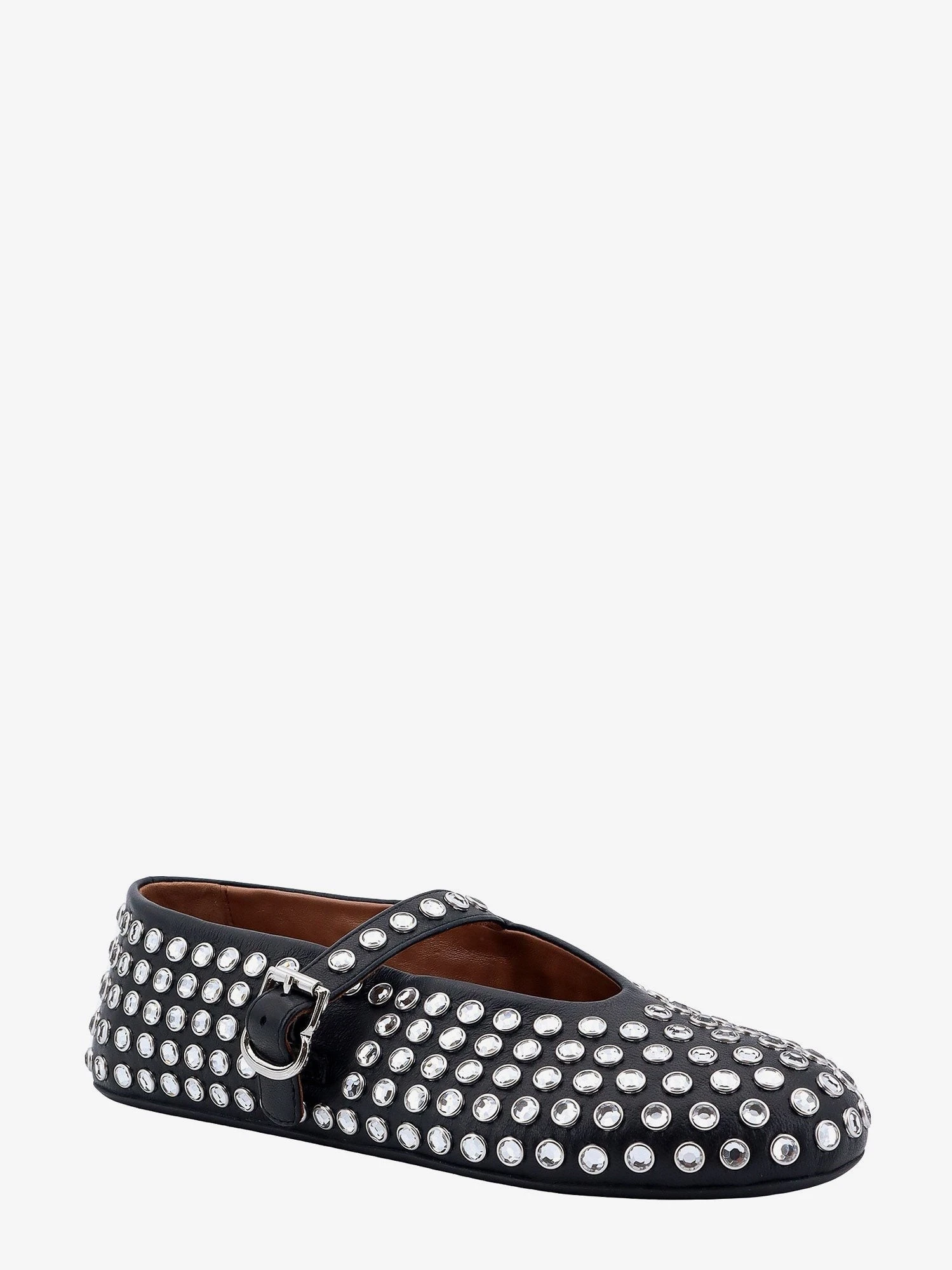 Leather ballet flats with rhinestones.webp