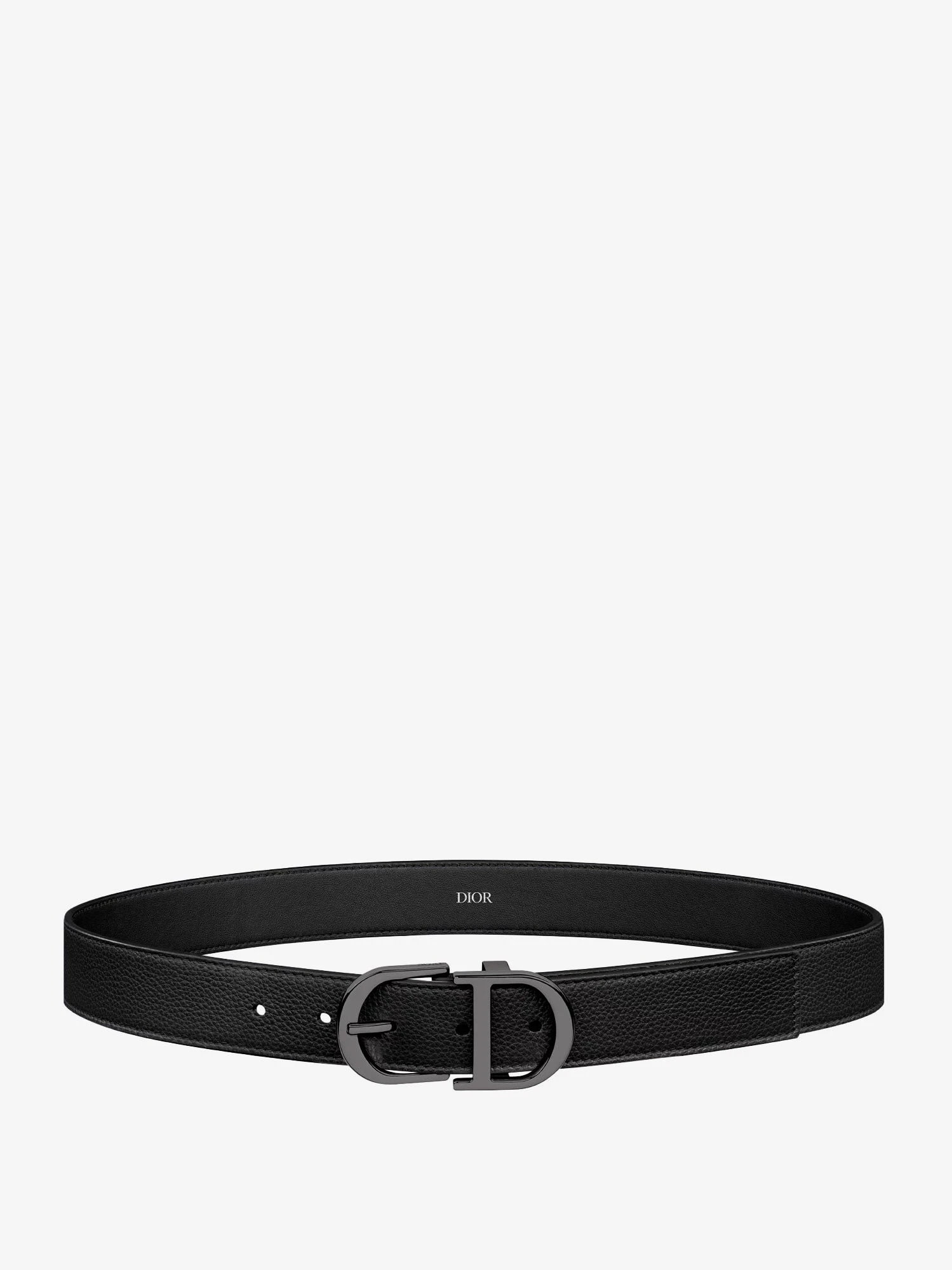 Leather belt with metal CD logo.webp