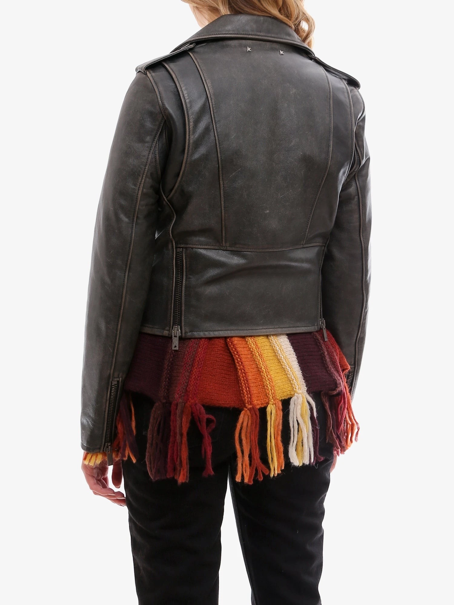 Slim fit Destiny lived-in effect leather biker.webp