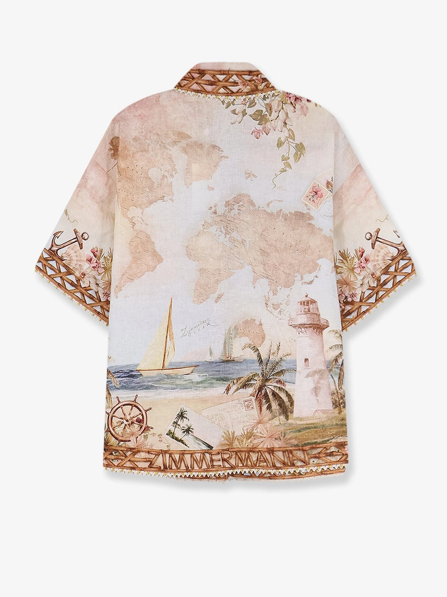 Mahon Linen Shirt with Blue Island Map Print.webp