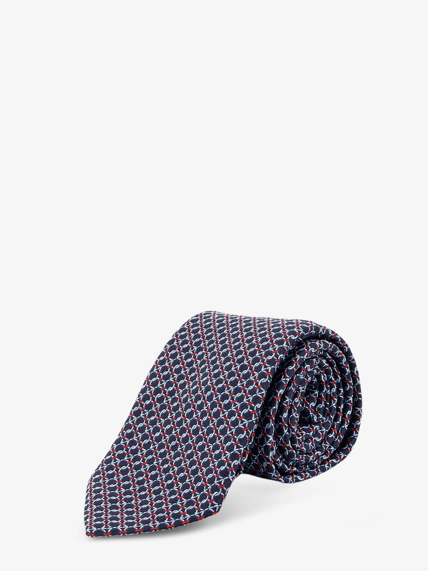 Crema silk tie with Intreccio print.webp